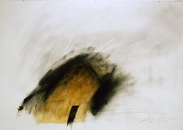 Cathedral I , 2003 pencil, graphite, ink, barn paint powder, shellac, on paper 32" x 45"