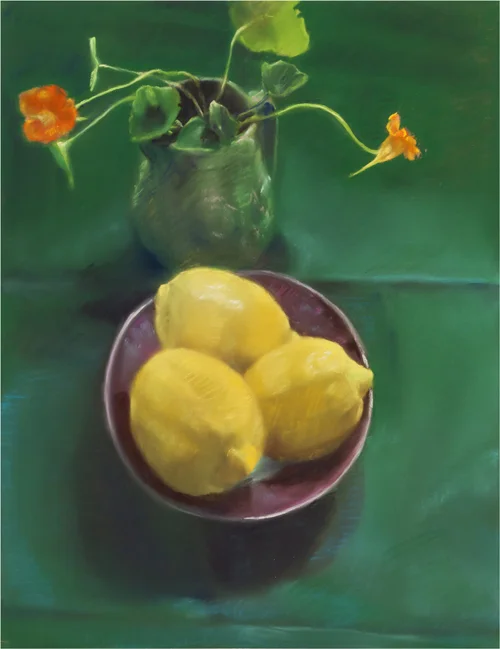 Lemons and Green , 2010 pastel on paper 34 7/16" x 28 1/2"