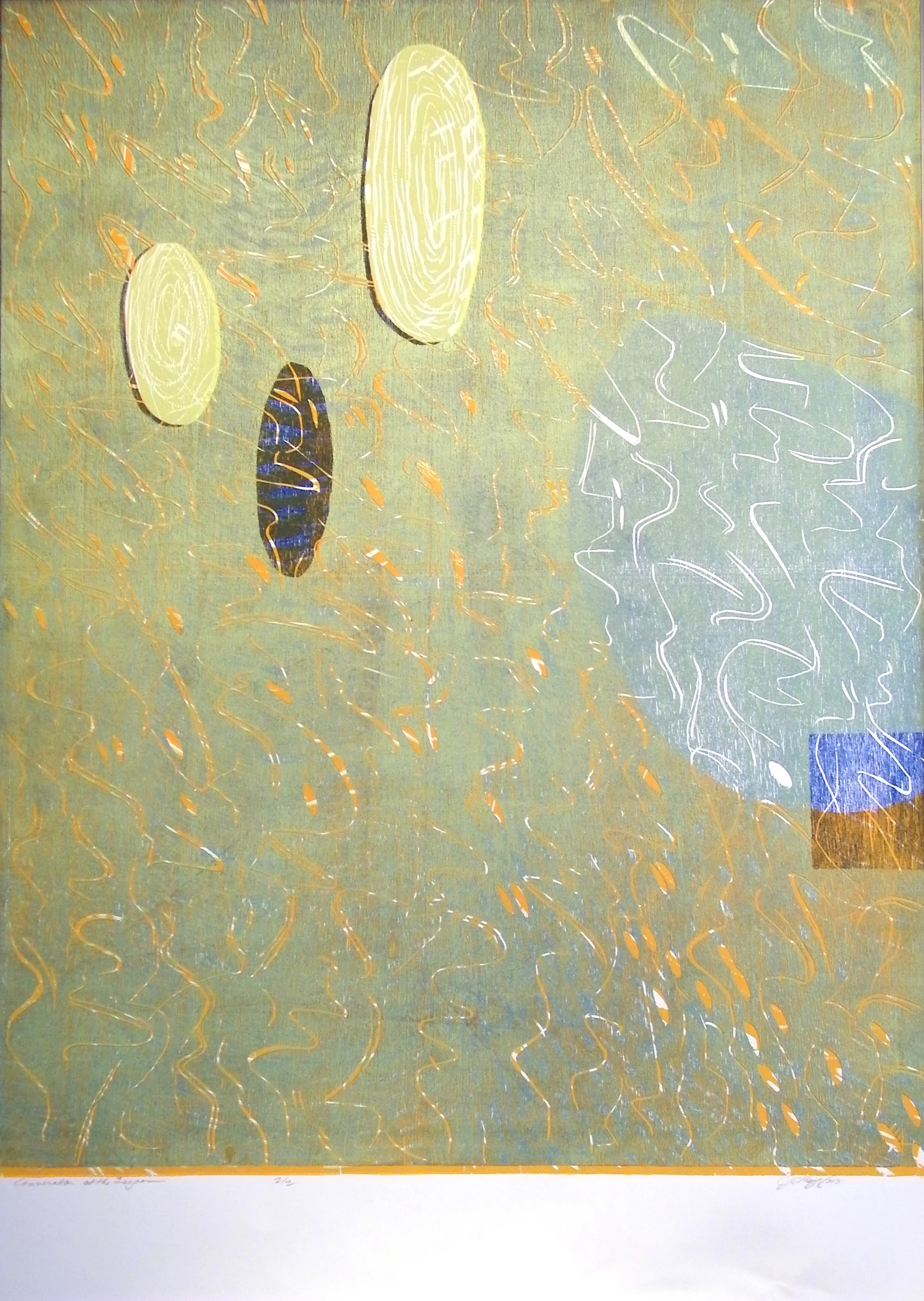 Conversation at the Lagoon 2013 woodcut print (2/2) 43 1/4" x 31 3/8"