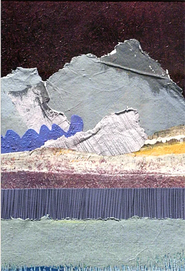 Janet Sorokin Moonscape , 2000 acrylic/collage 20 1/2" x 15 3/4"