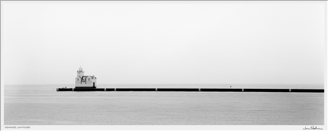 "Kewaunee Lighthouse," 1999 black and white photograph, print #60 23 1/8" x 41 1/4"
