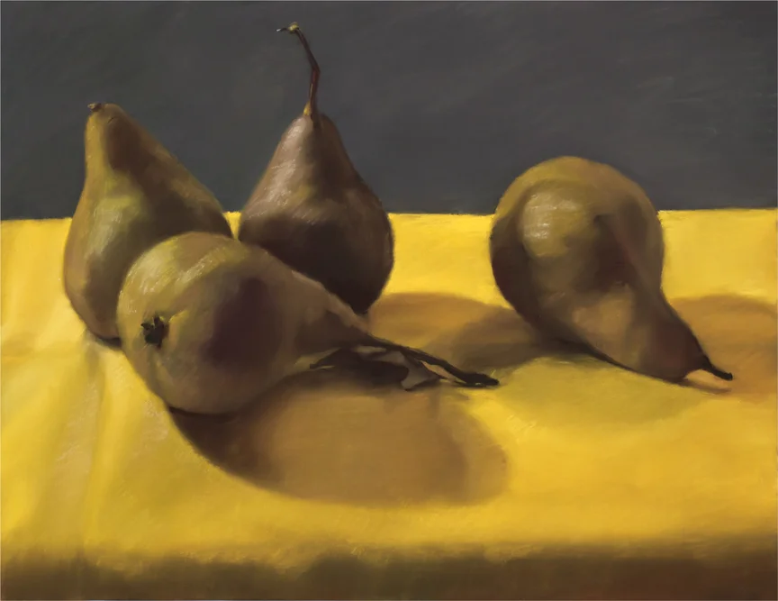 Mary Joan Waid, "Four Pears," 2012 pastel on paper 29 1/2" x 35 1/2"