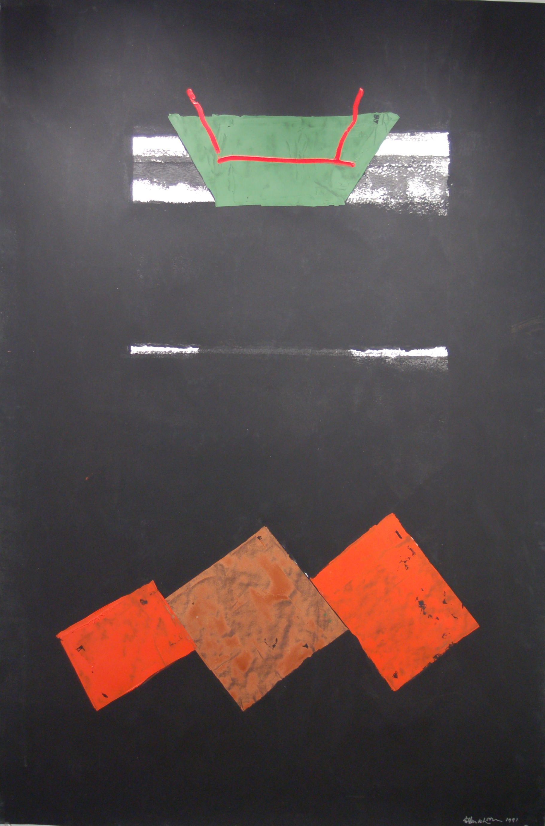 Willem De Looper, "Untitled," 1991 acrylic on paper 65" x 45"