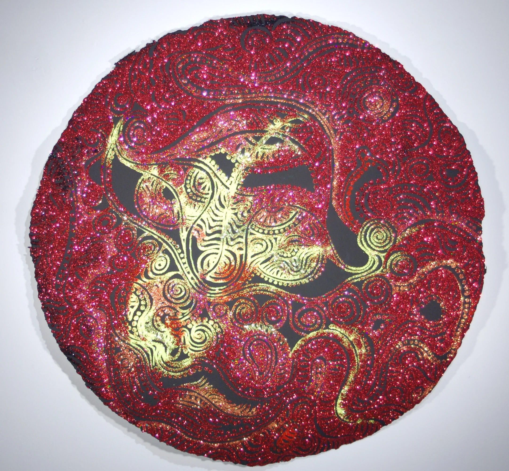 Christopher Tanner, "Molten Eclipse," 2008 mixed media on paper 36" diameter