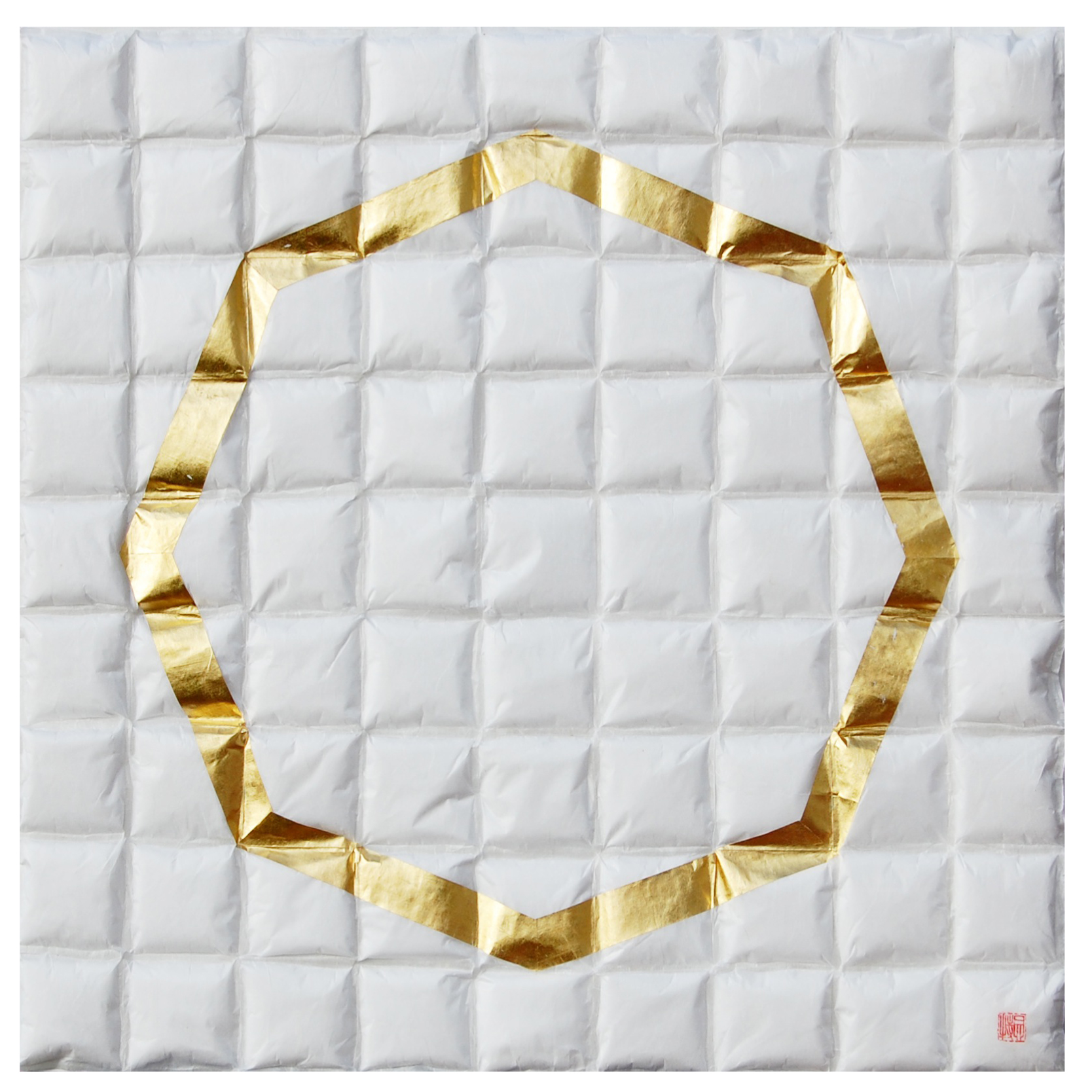 Octagon in Gold , 2014 transparent with Japanese paper and gold leaf 24 1/4" x 24 1/4"