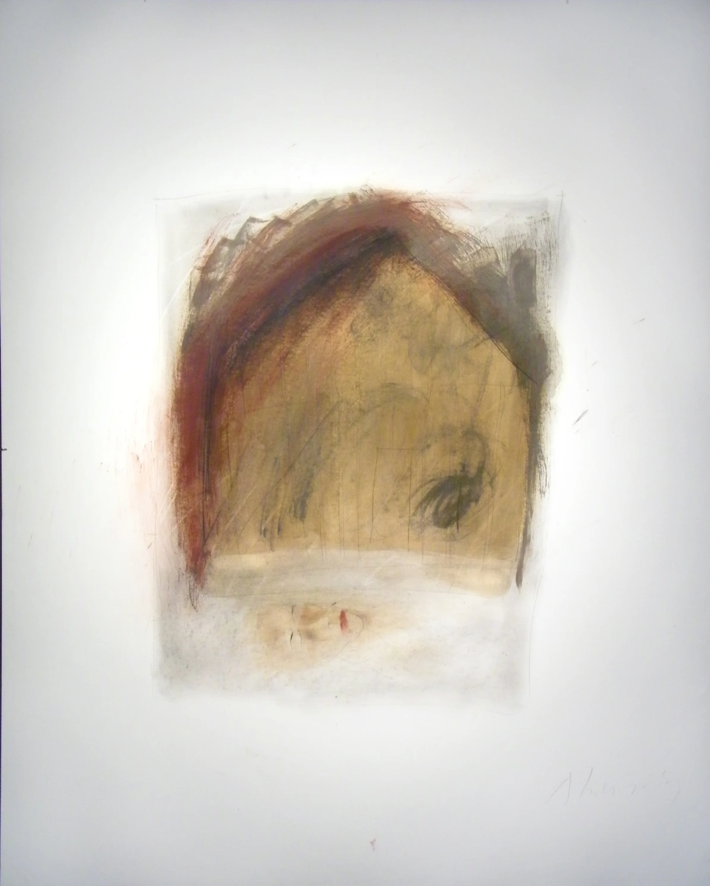 Cathedral II , 2003 pencil, graphite, ink, barn paint powder, shellac on paper 60" x 48 3/8"