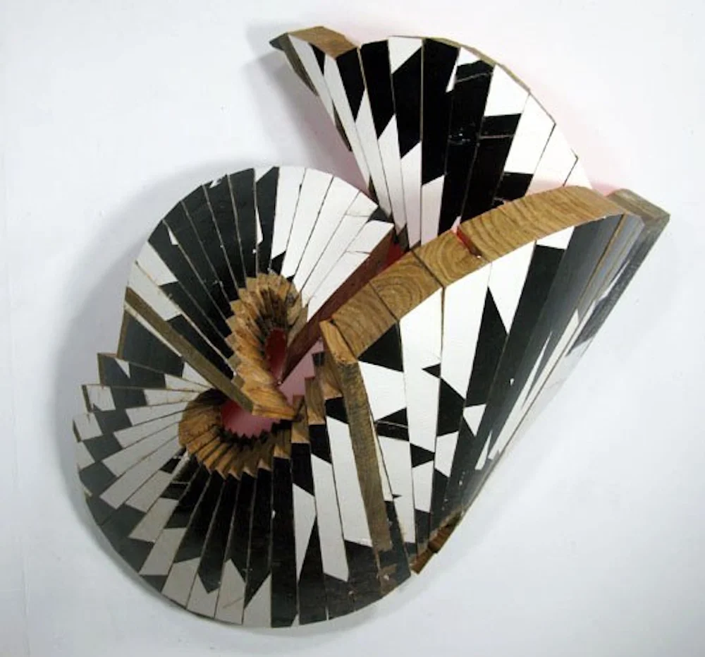 Jim Nickel, "Red Oak Venture Piece #38," 2013 enamel on red oak 31" x 30" x 15 1/2"