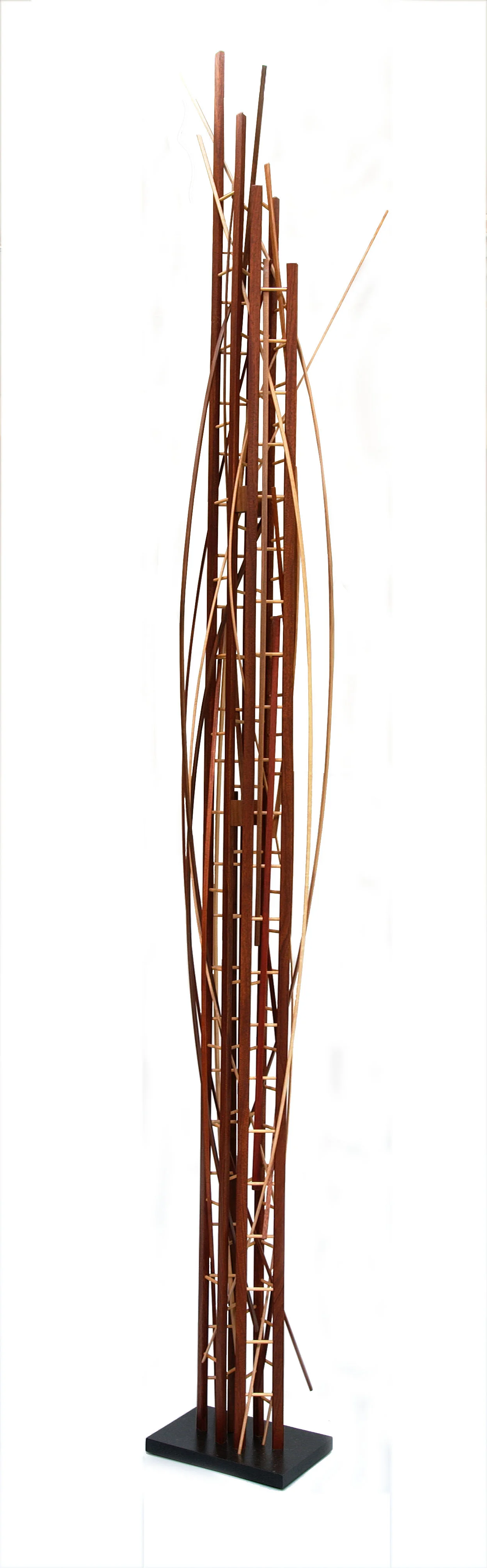 John Schwartzkopf, "Skyscraper Dream IV," 2002 various woods 108 1/2" x 14" x 10"
