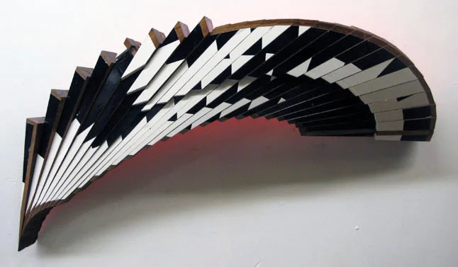 Jim Nickel, "Mahogany Venture Piece #37," 2013 enamel on african mahogany 19" x 46" x 7"