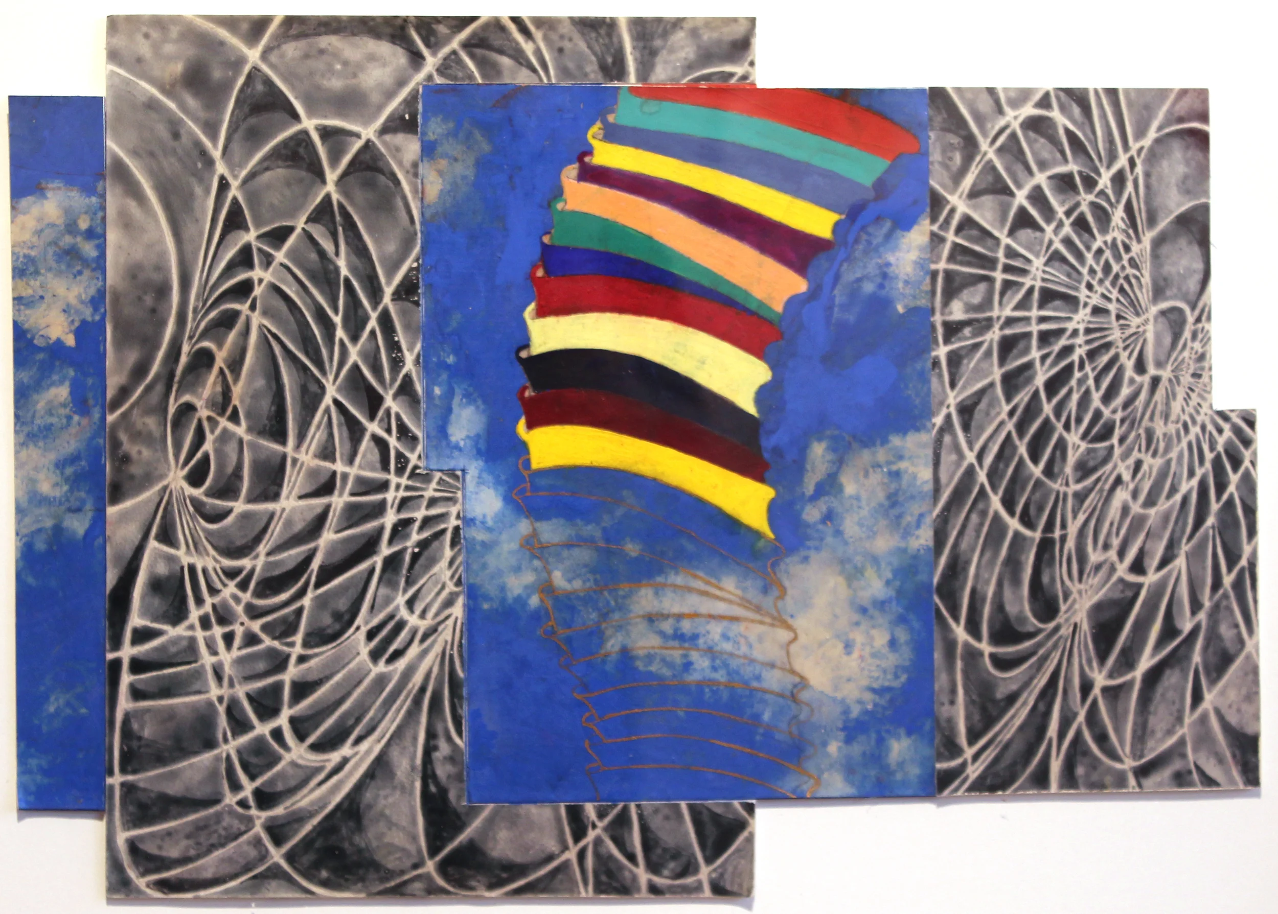Steven Sorman, "certain unbelief i," 2014 mixed media on parchment on paper 19 1/4" x 25"