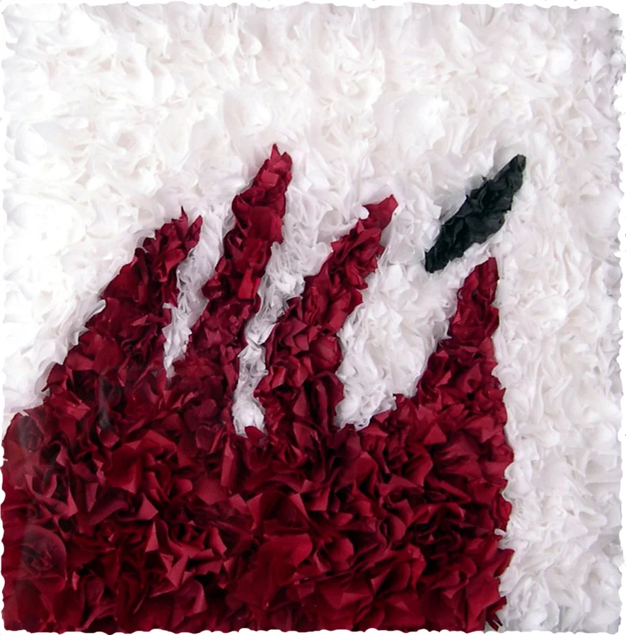 Lore Bert (BIO) "Fire," 2004 multiple object with Japanese paper 9/15 12 1/8" x 12 1/8"