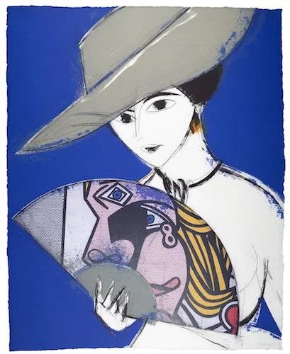 Manolo Valdés "Pamela III," 2013 etching with collage 32/50 47 1/4" x 37 1/2"