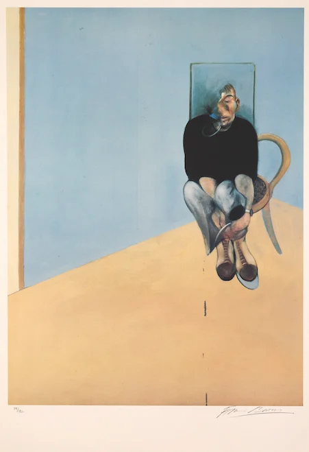 Francis Bacon "Study for Self Portrait 1982," 1984 offset lithograph 10/182 38 1/8" x 27 5/8" Francis Bacon at Guggenhein Bilbao