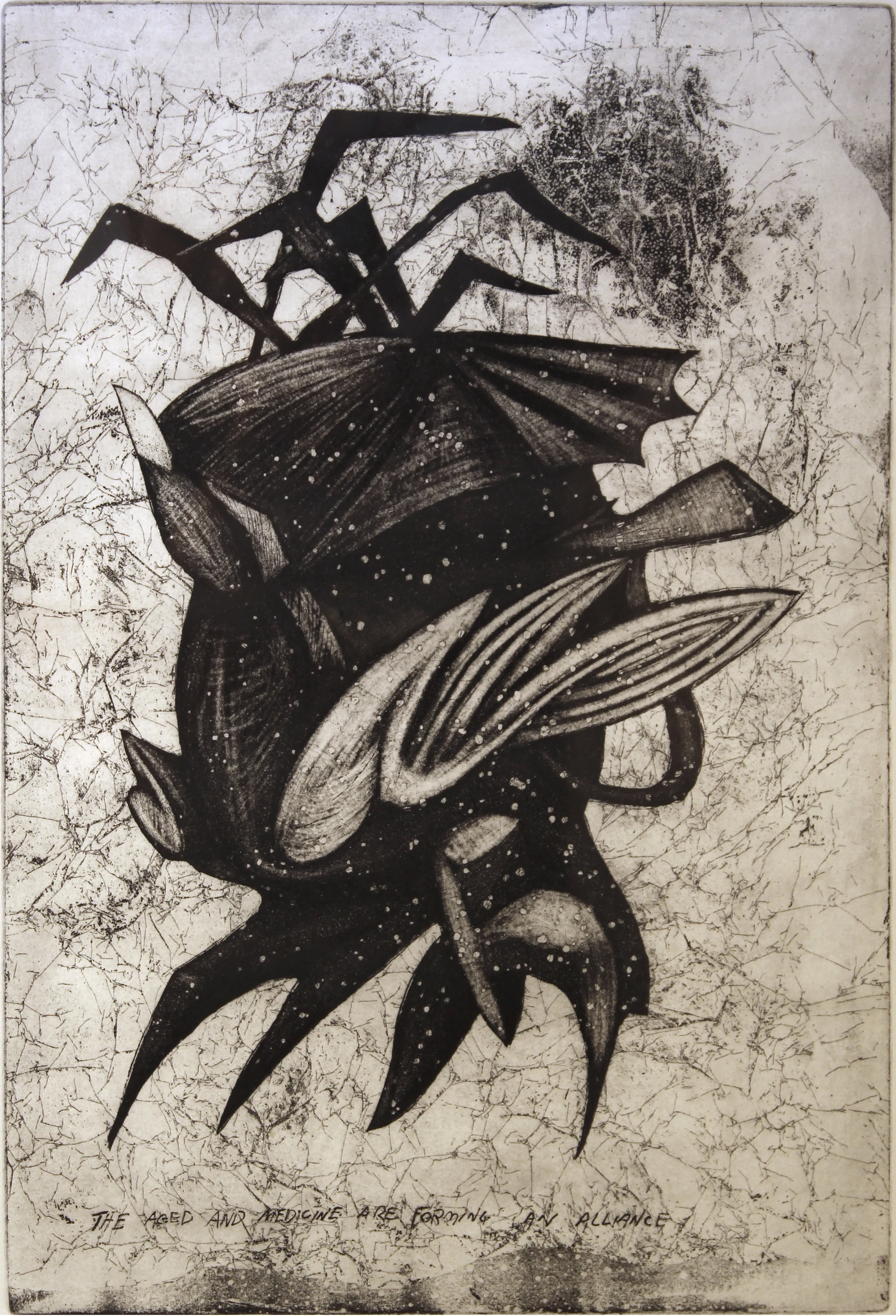 The Aged and Medicine Are Forming an Alliance, 1996 etching 3/25 27" x 21"
