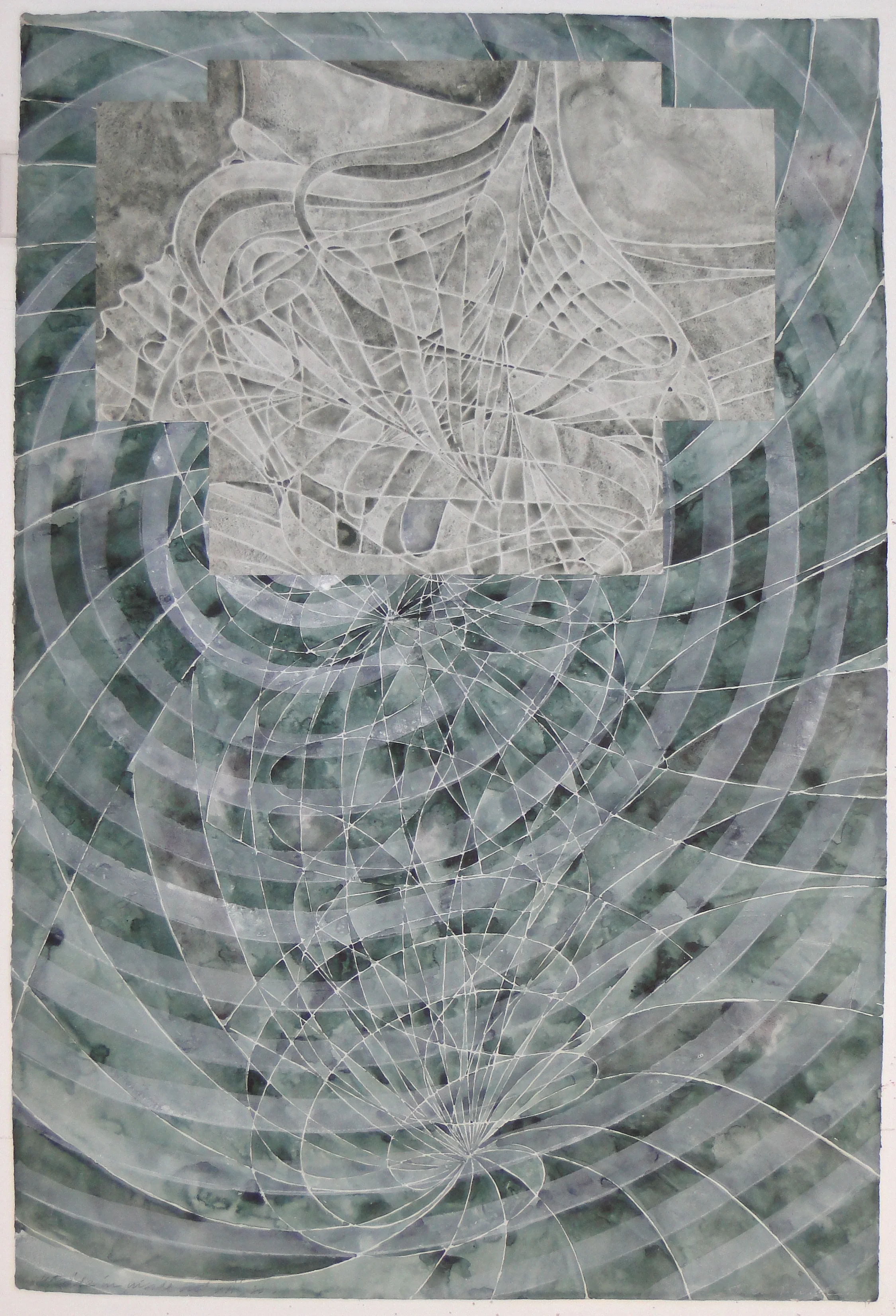 outside in/inside out xvii, 2010 watercolor, gesso, collage on 1923 J Whatman paper 45" x 31"