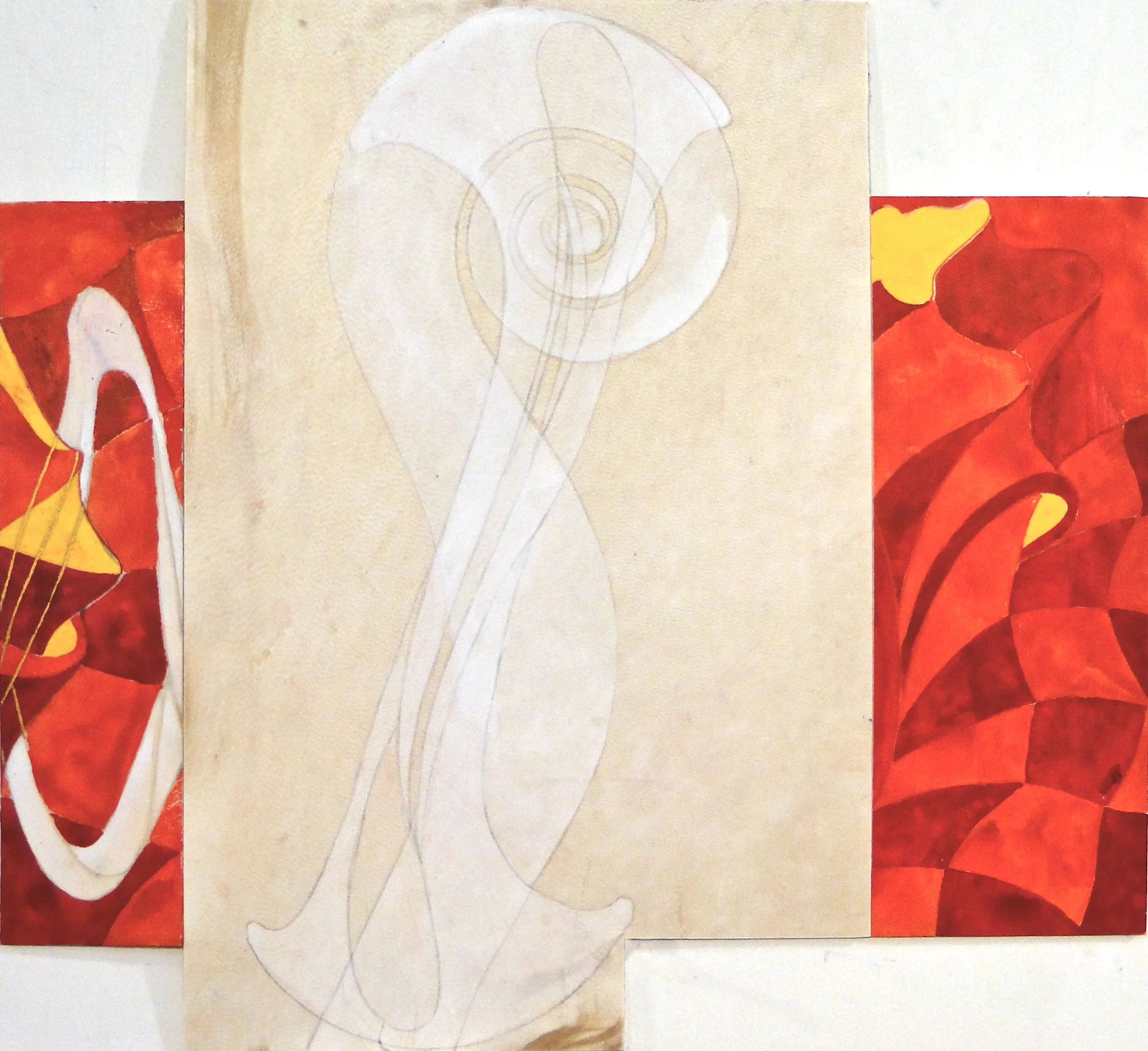 inherited unbelief (dumb fortune), 2014 mixed media on parchment on paper 20 7/8" x 21 7/8"