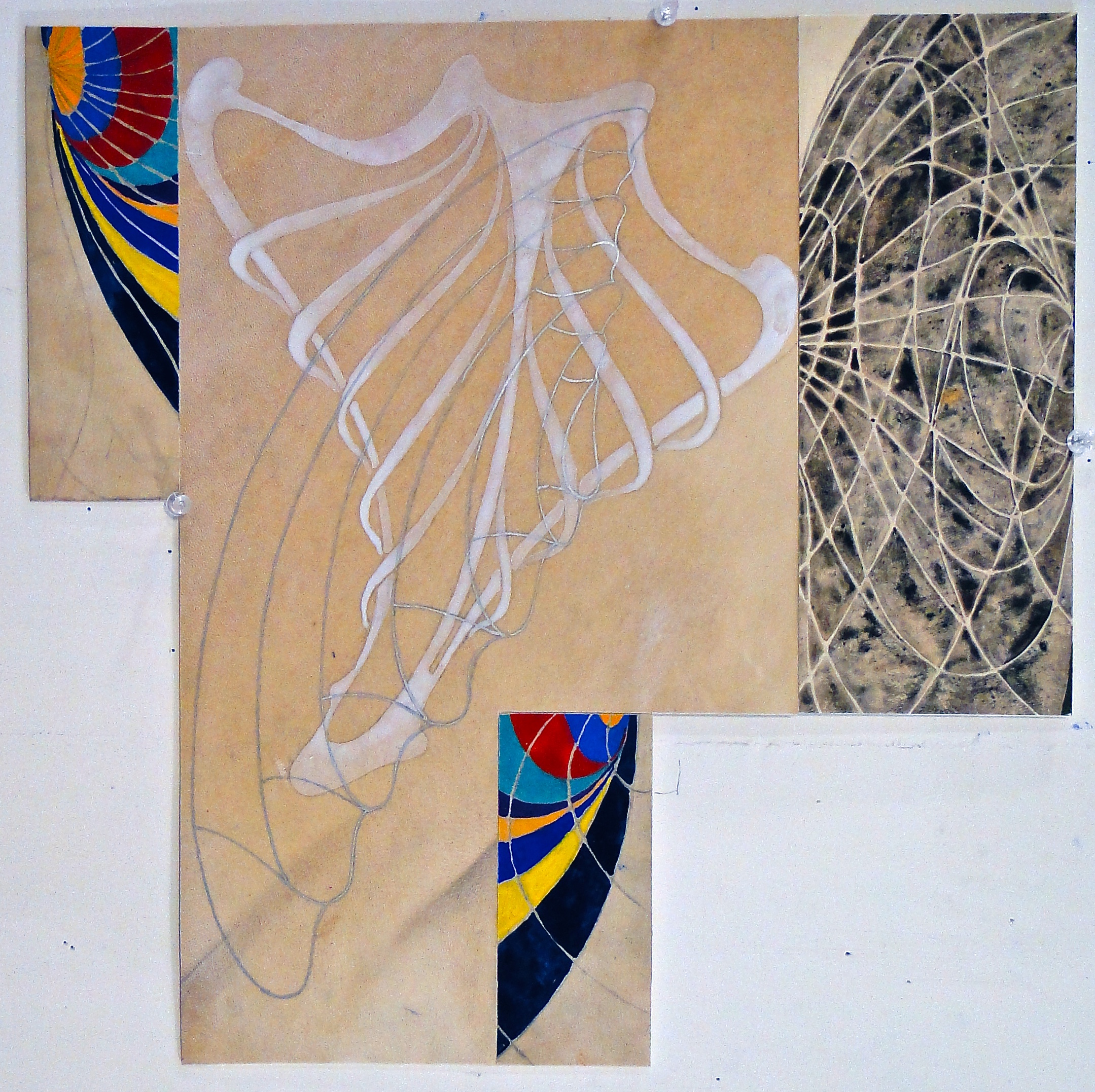 certain unbelief xiv, 2014 mixed media on parchment on paper 22 1/2" x 22 1/2"