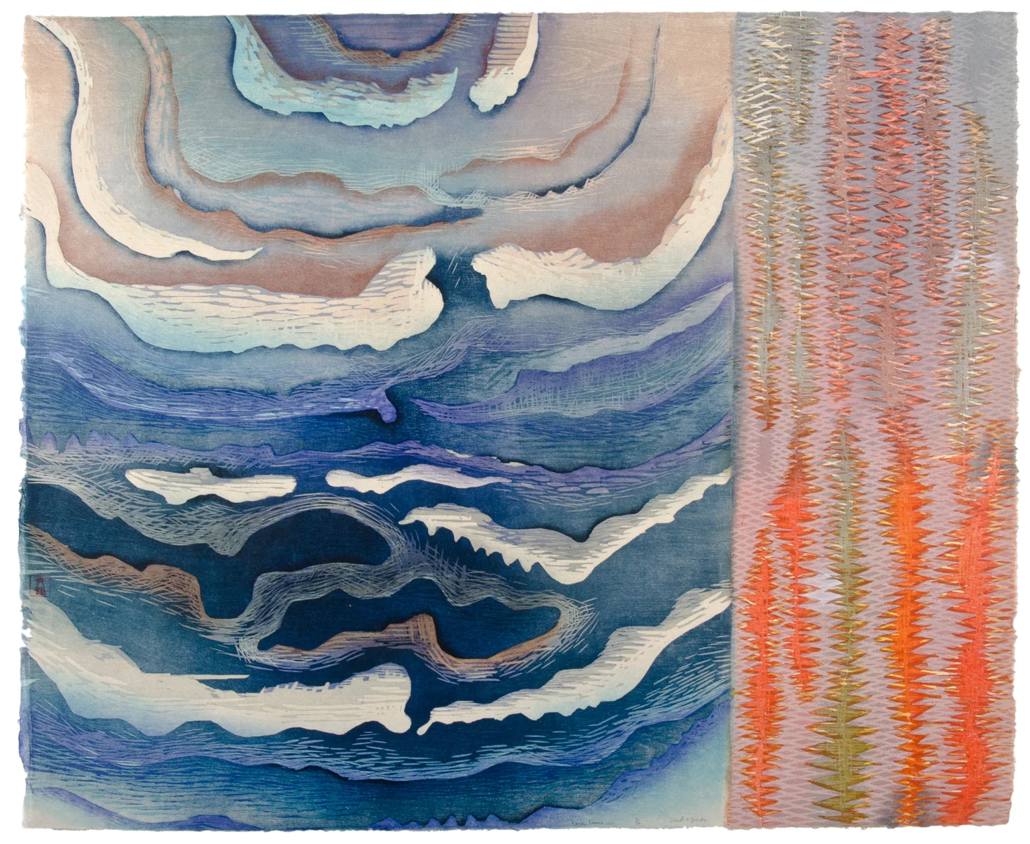 Karen Kunc (BIO) Clouds and Sparks , 2011 woodcut 30" x 35"