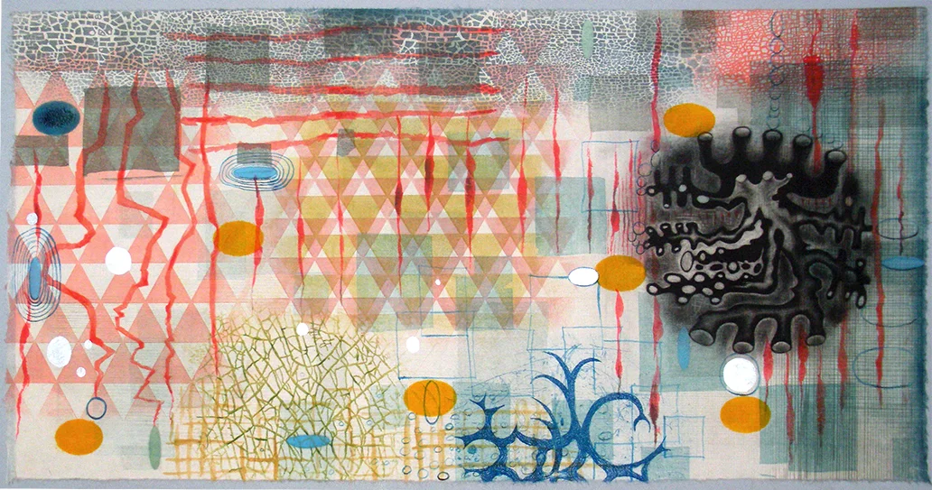 Karen Kunc (BIO) Floral Transition , 2016 monoprint 20" x 32"