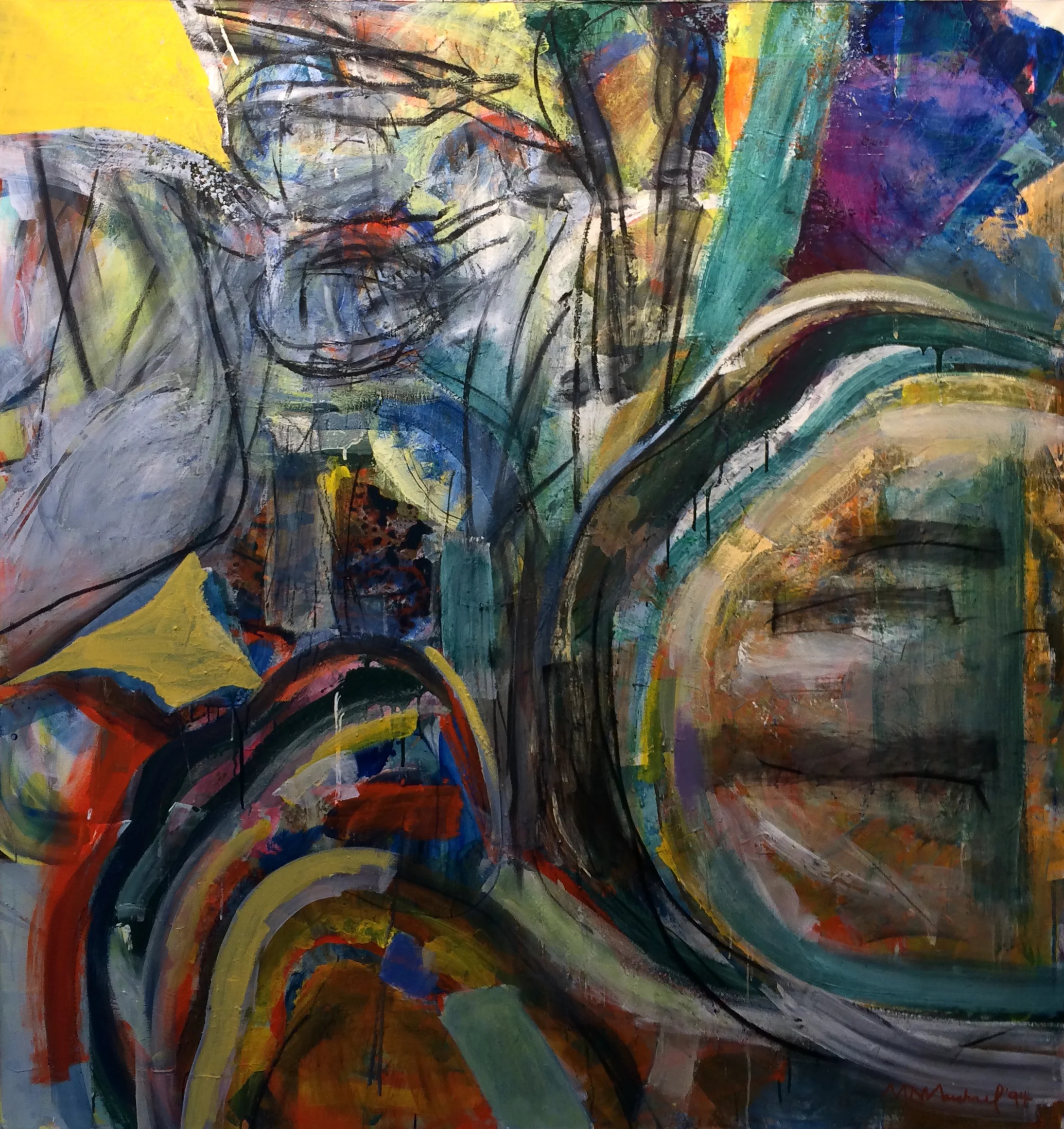 Michael Marshall (BIO) , #3, Untitled: Bouquet , 1994, acrylic on canvas, 74 3/4" x 70 1/2"