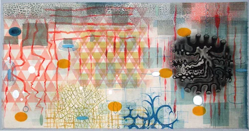 Karen Kunc (BIO) Floral Transition , 2016 monoprint 20" x 32"