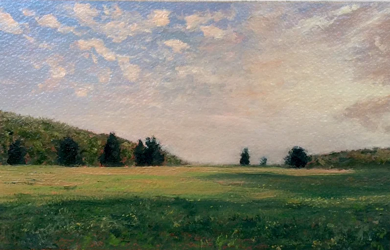 Adam Straus (BIO) , Long Island Green and Gray , 2009, oil on paper, 14" x 17"