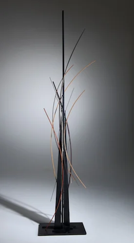 John Schwartzkopf (BIO) , Silhouette , 2014, paperstone, various woods, 97" x 25" x 11"