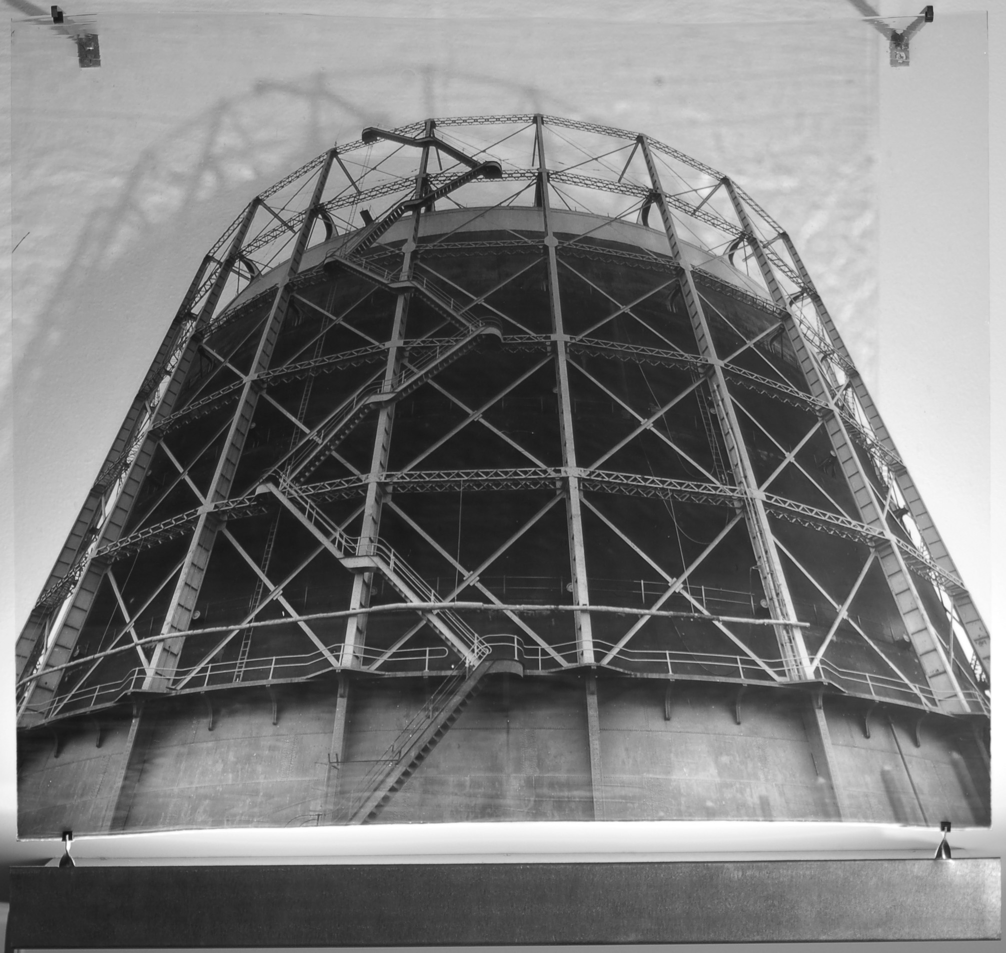 Carl Goldhagen (BIO) , Lace Girders , 1993, photo emulsion on handmade glass, 28 1/2" x 29 1/2"