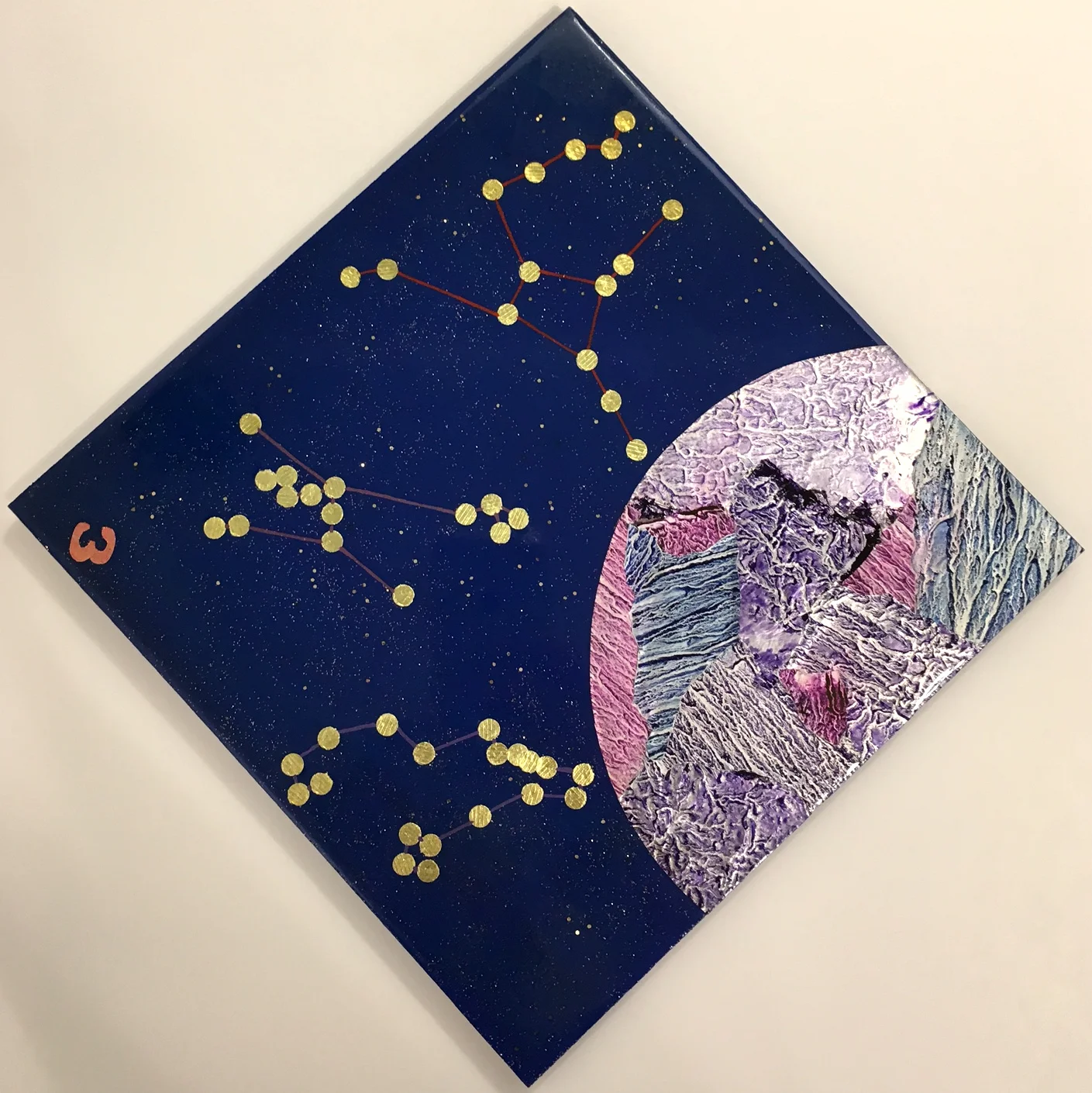 Daw, Leila (BIO) 3 Heroes in an Alternate Universe, 2011 mixed media on panel 13" x 13"