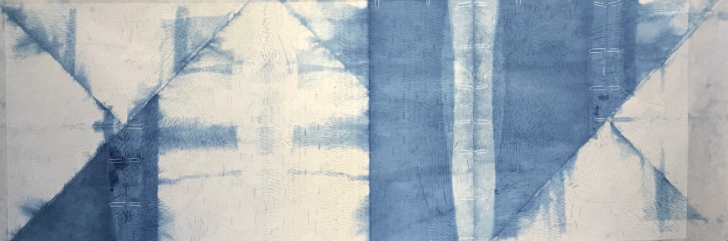 Coupe Ryding, Jeanne (BIO) Blue M , 2012 woodcut print on Japanese paper with Indigo dye 1/1, 28" x 78 1/2"