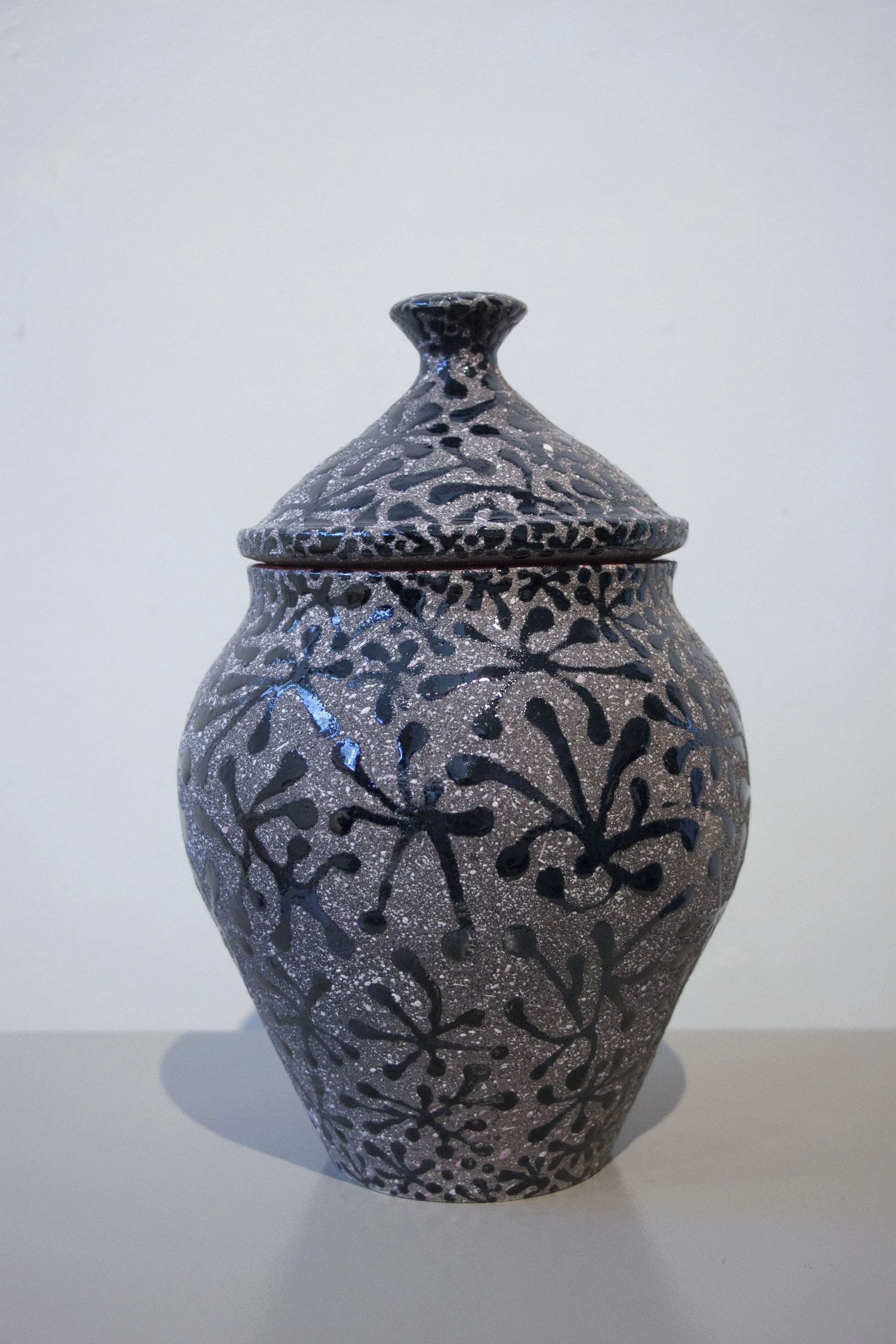 William Yonker, “Lidded Jar #223,” 2016, earthenware, 10” x 6 1/2”