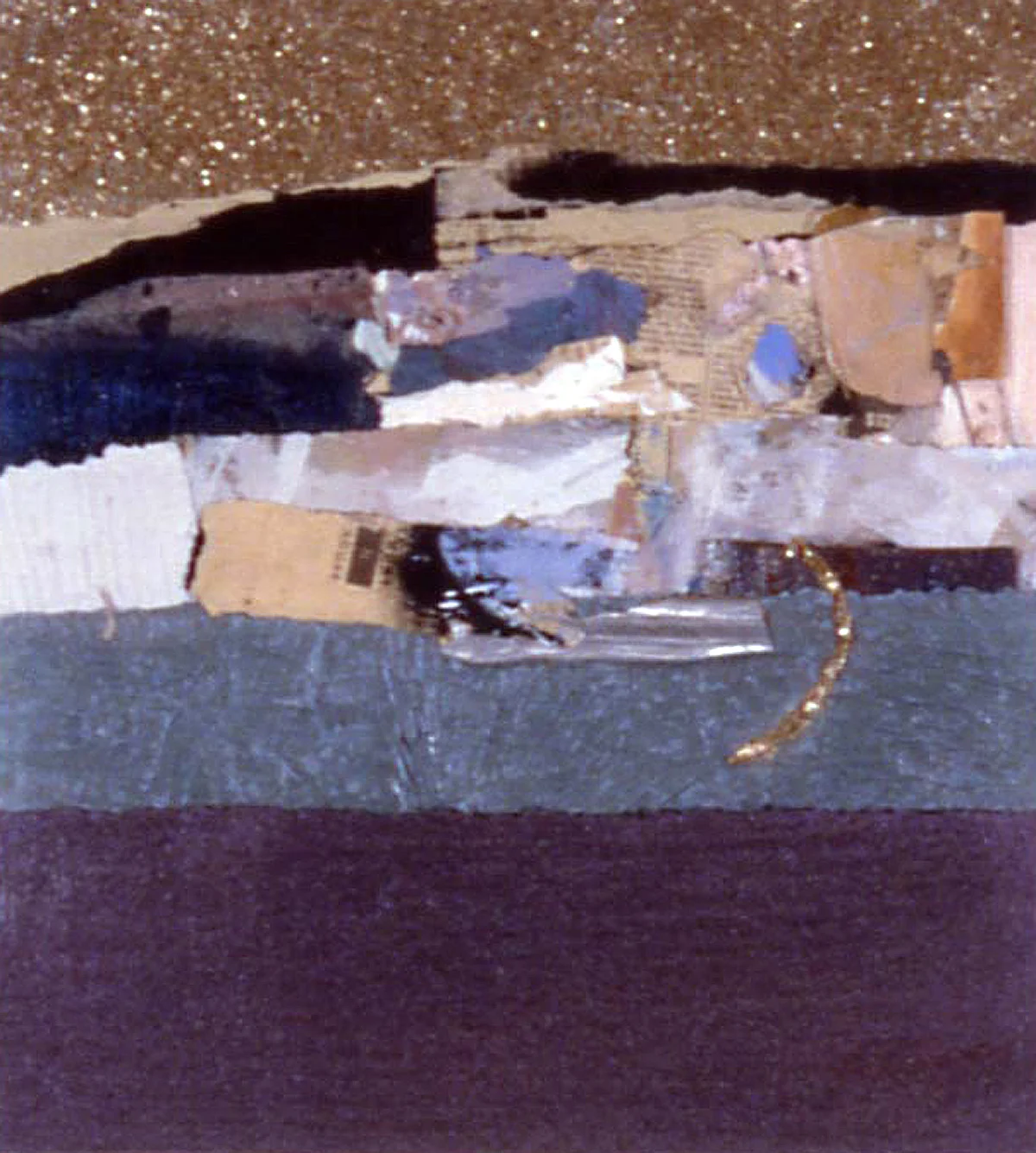 Janet Sorokin, “Lunar Gold,” 2001, acrylic/collage, 19 1/4” x 18 1/4”