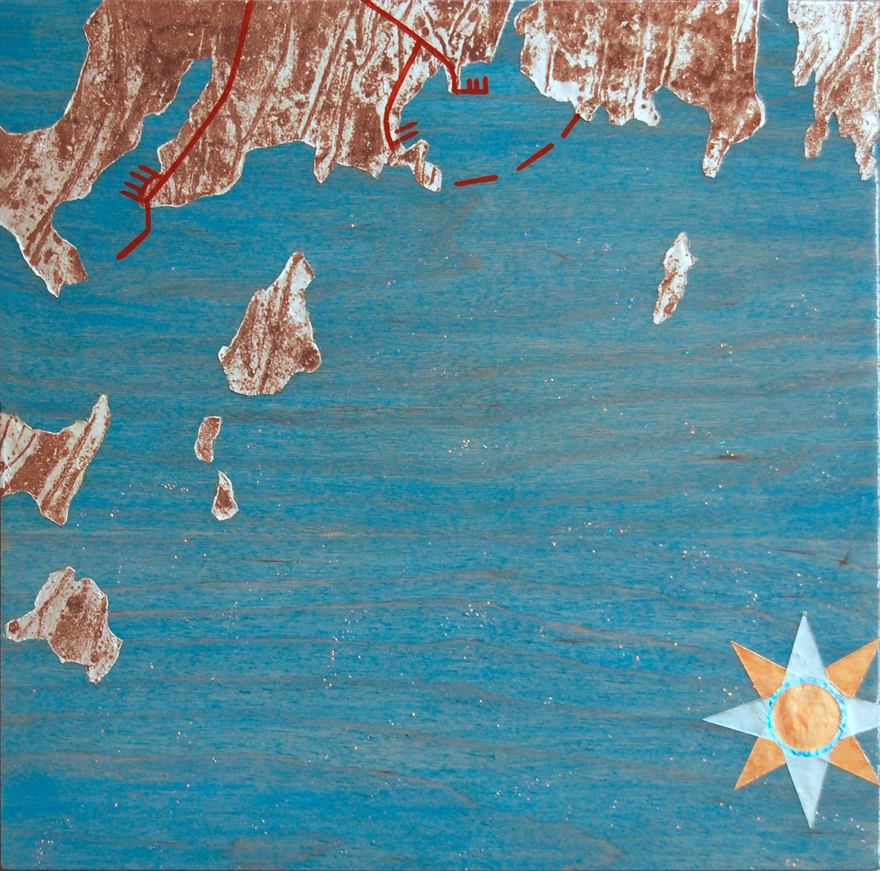 Leila Daw, “Edge,” 2008, mixed media on panel, 9” x 9”