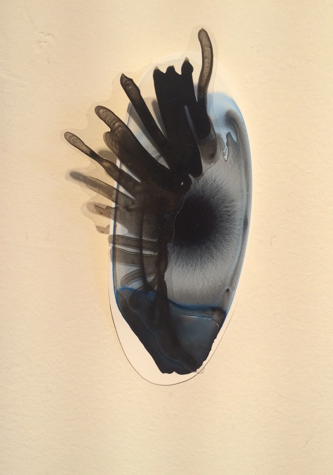 Katy Stone, “Other World 30,” 2013, acrylic on Duralar, pins, 4” x 2 1/2” x 1”