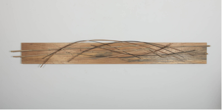 John Schwartzkopf, “Bamboo Panel,” 2013, bamboo, plywood, various woods, 13” x 91” x 2 1/2”
