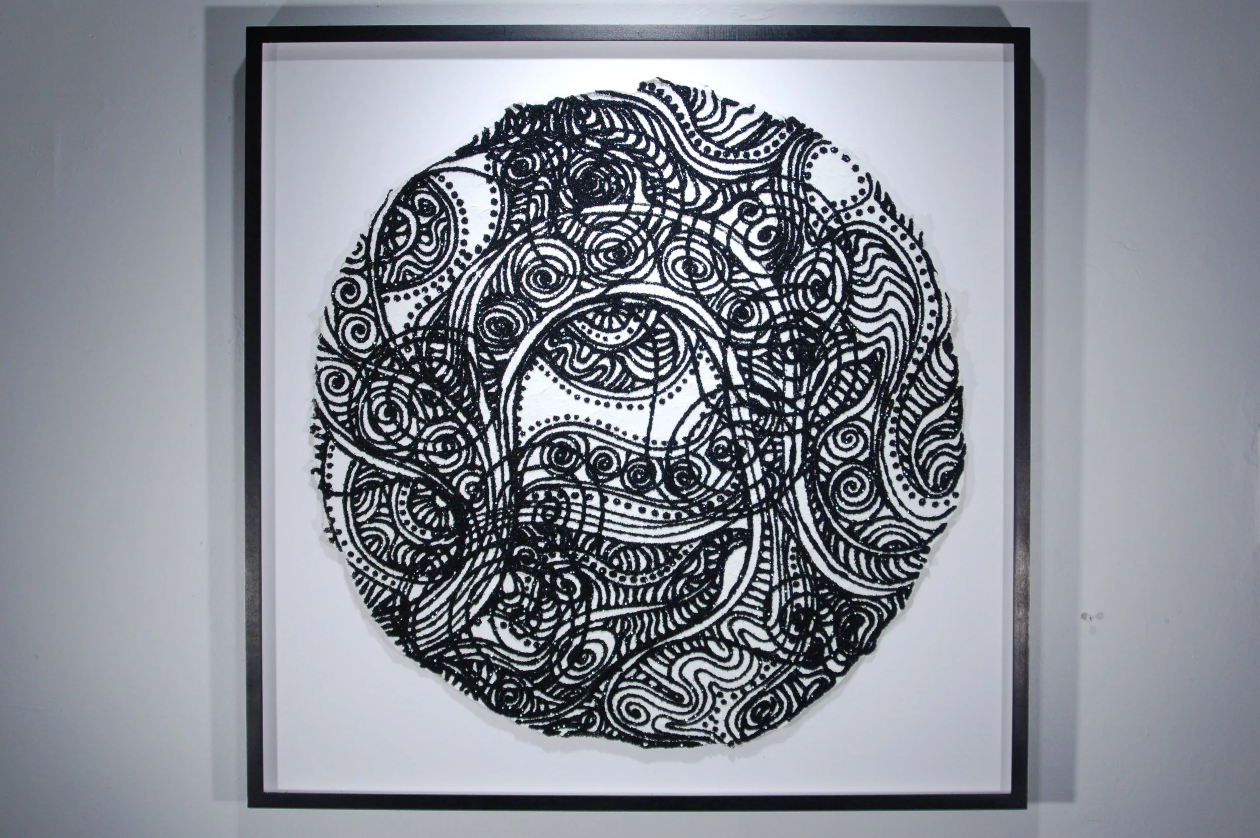 Christopher Tanner, “Fairy Harvest Moon,” 2008, mixed media on handmade paper, 30 1/4” x 30 1/4” (framed)