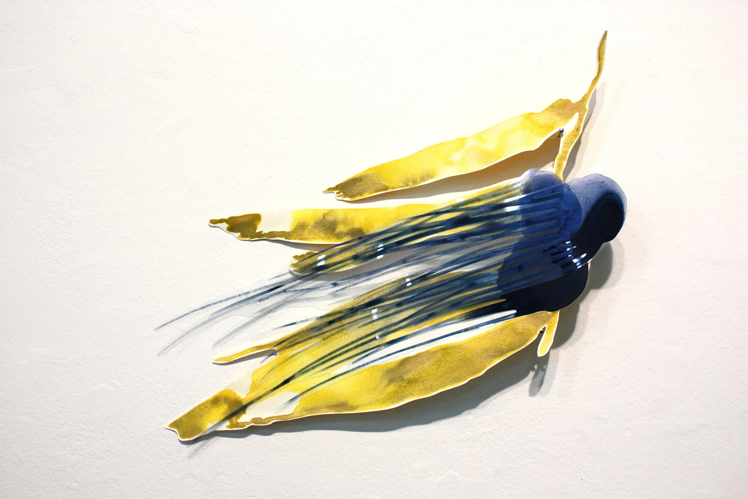 Katy Stone, “Other World 28,” 2013, acrylic on Duralar and paper, pins, 11” x 8” x 1”