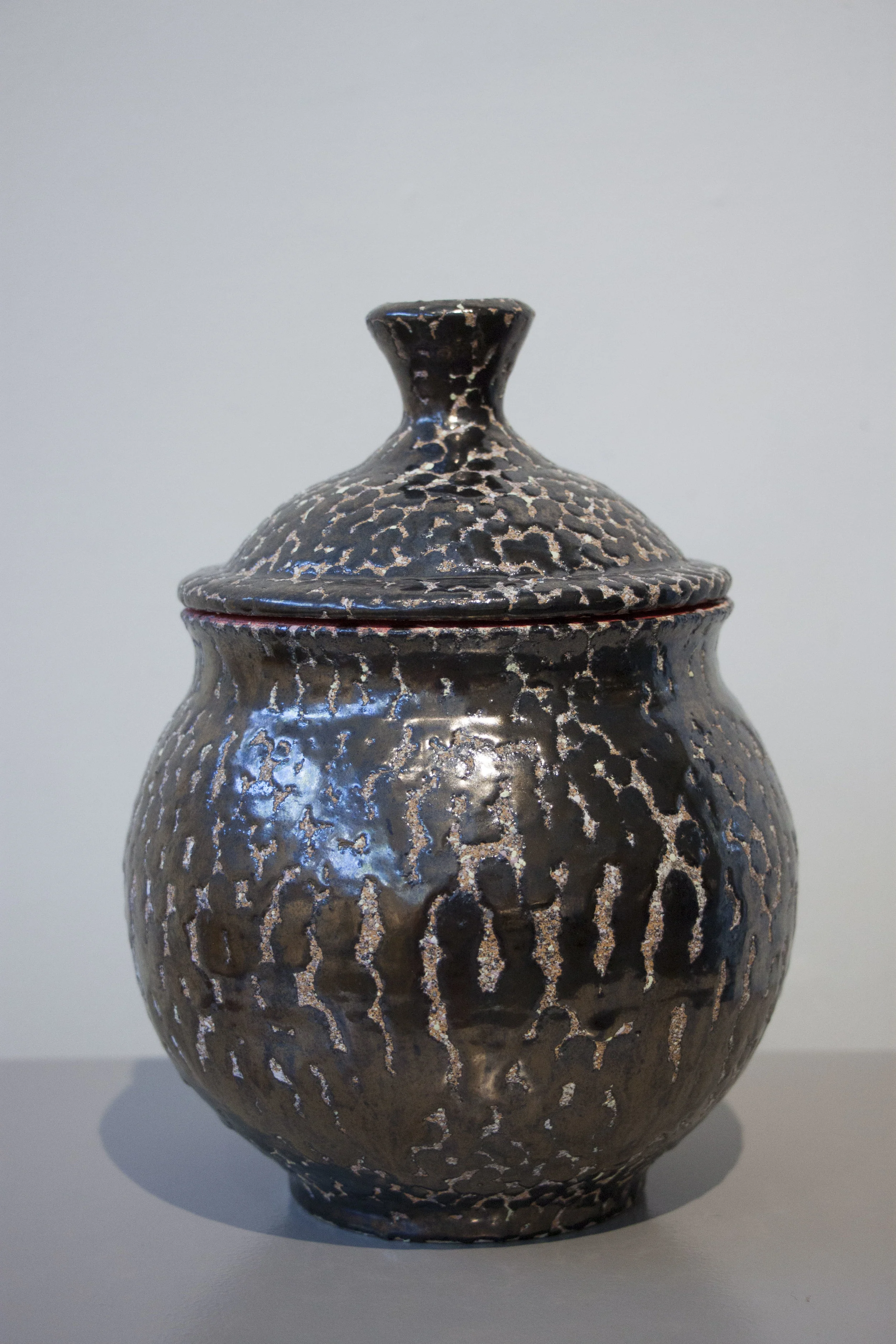 William Yonker, “Lidded Jar #224,” 2016, earthenware, 8 1/2” x 6 1/2”