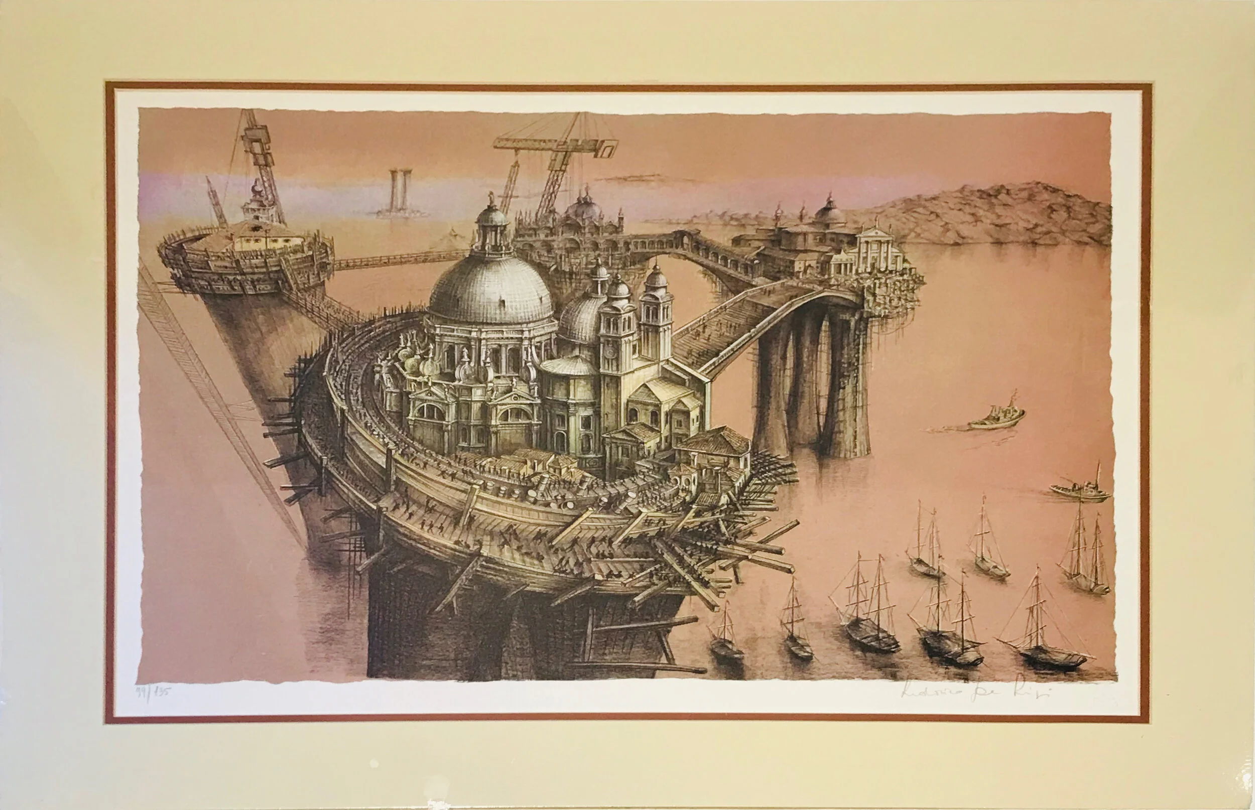 Ludovico De Luigi, “Babel of Venice,” lithography-serigraphy, ed 95/135, 24” x 30” (unframed), $1500