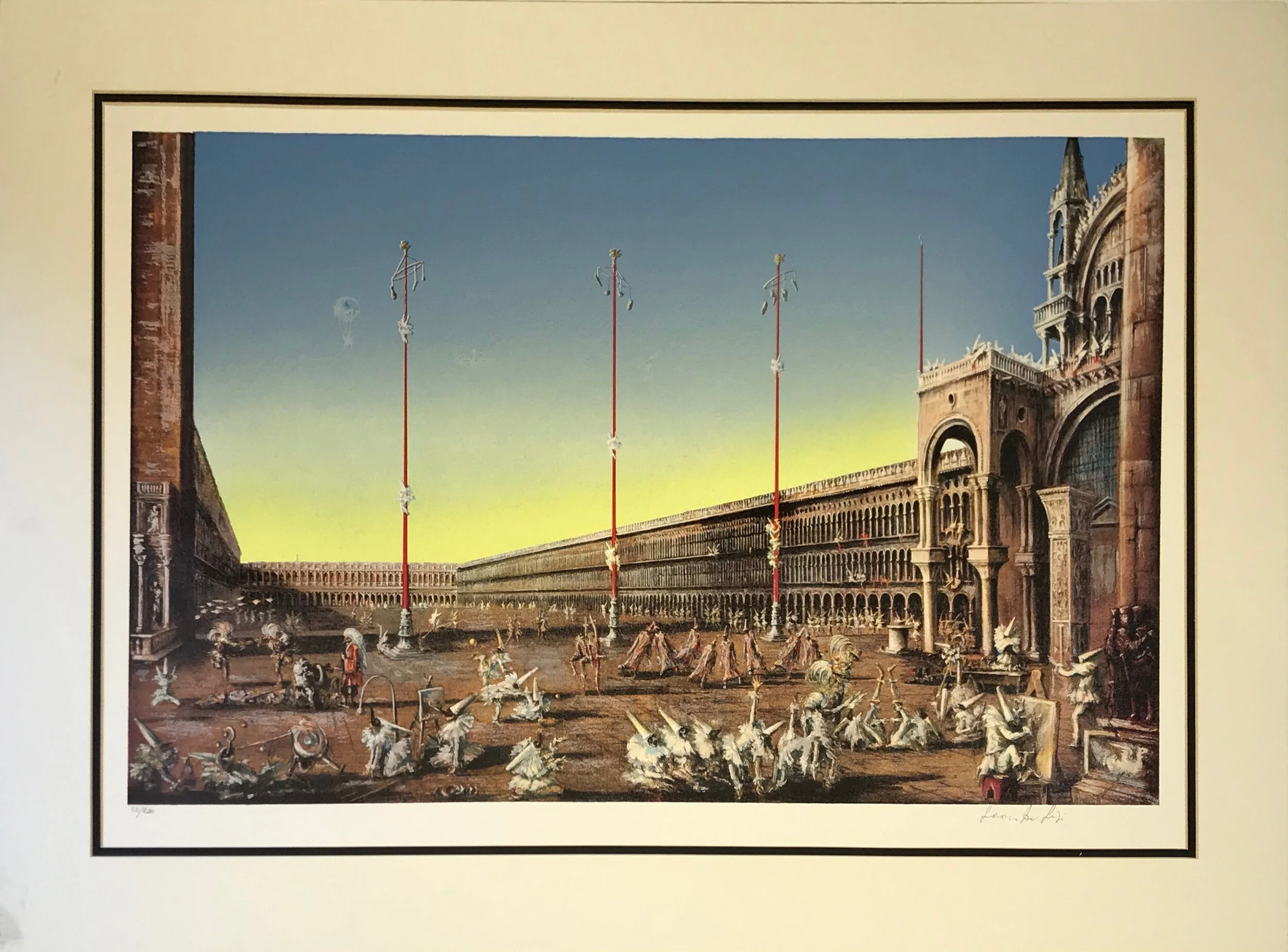 Ludovico De Luigi, “Carnevale,” lithography-serigraphy, ed 52/200, 25” x 34 1/2” (unframed), $1500