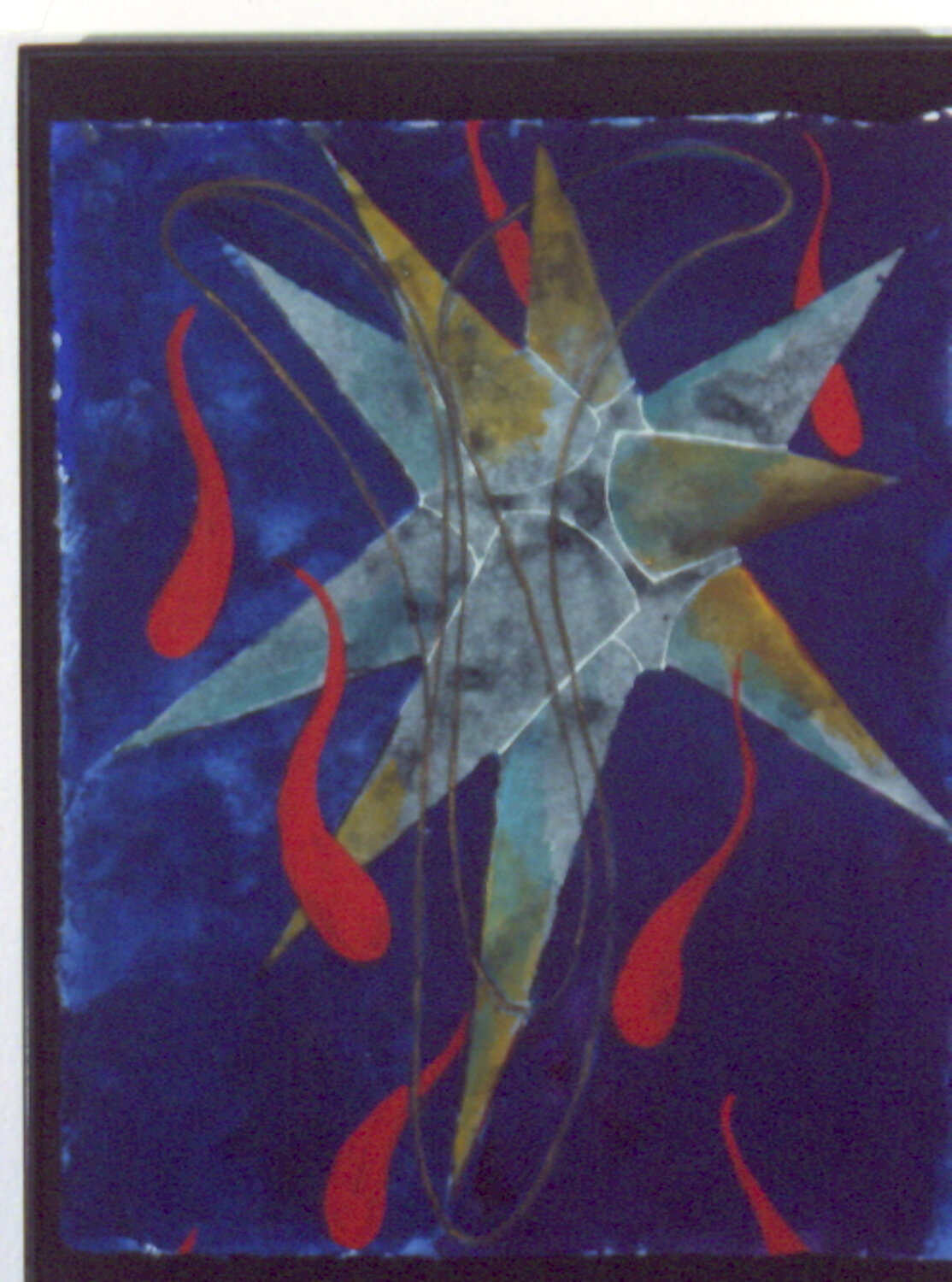 Steven Sorman, “February 2,” 1996, gel, gouache, oil, oil pastel watercolor, collage, pastel on handmade indian paper, 10” x 8”, $1200