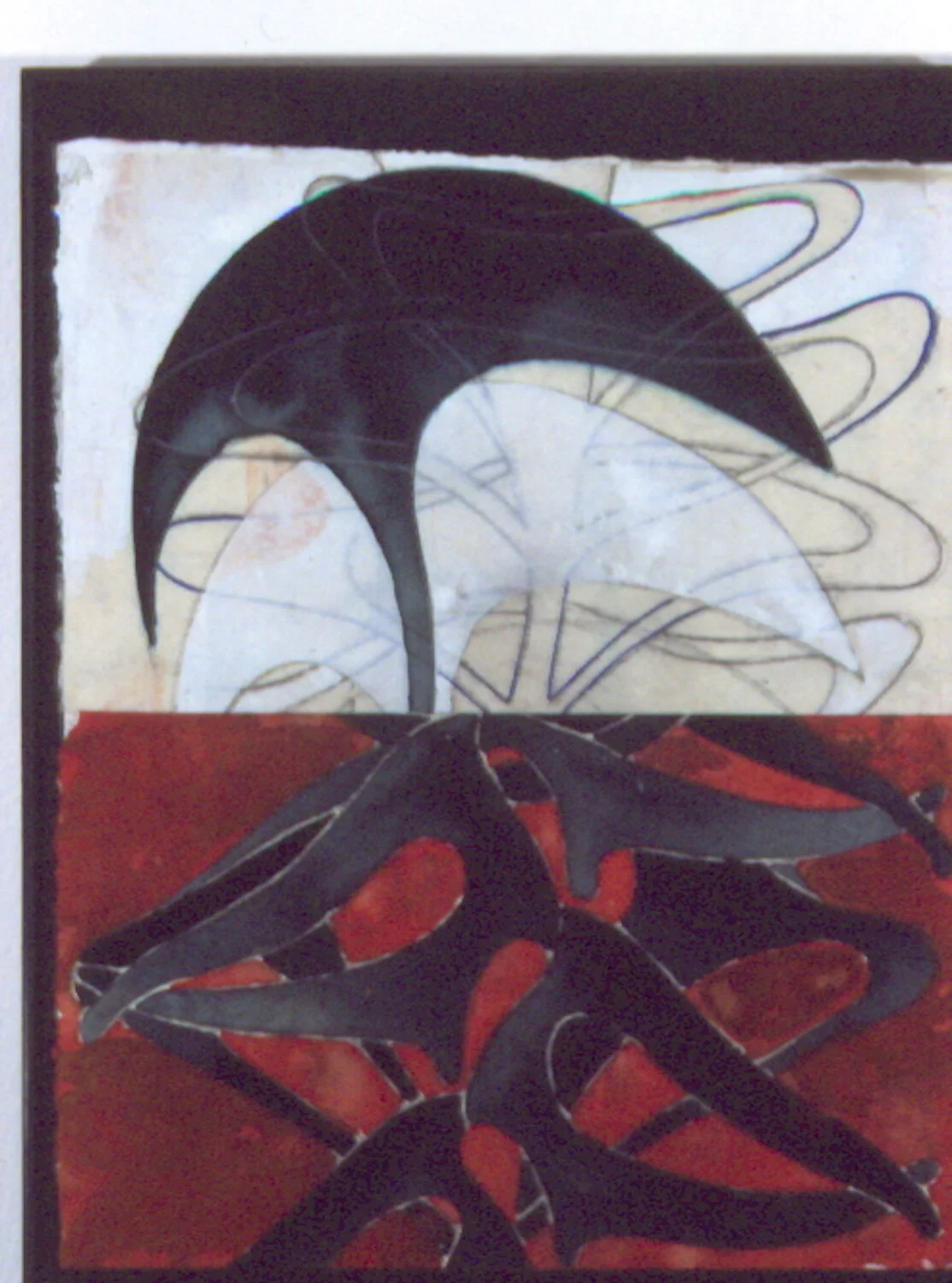 Steven Sorman, “February 21,” 1996, gel, gouache, oil, oil pastel watercolor, collage, pastel on handmade indian paper, 10” x 8”, $1200