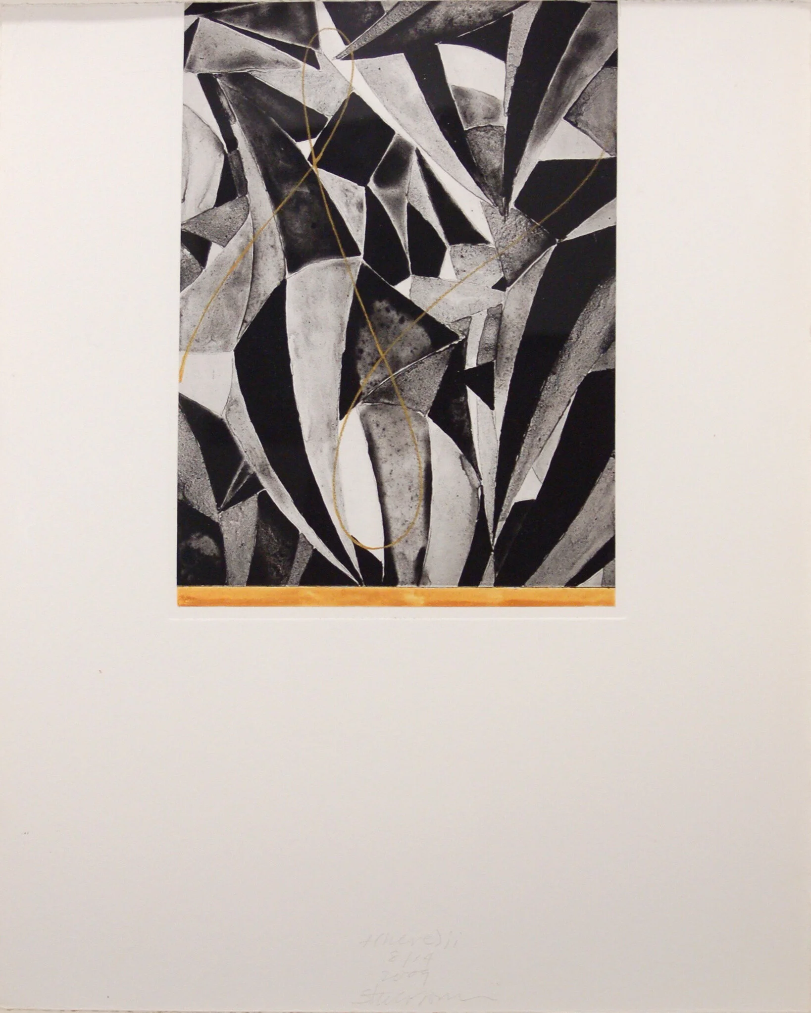 Steven Sorman, “t(here) ii,” 2009, photopolymer intaglio, hand painting, ed 10/14, 20” x 16” (size paper), $1250
