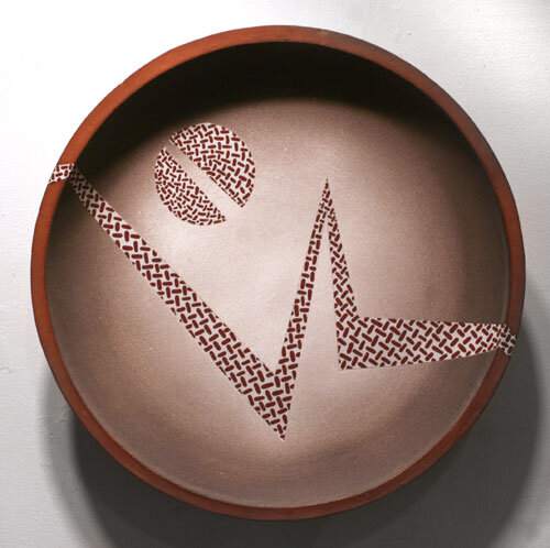 William Yonker, “Landscape with Split Moonbite,” 1990, terra cotta, 17” diameter x 4 1/2” depth, $950