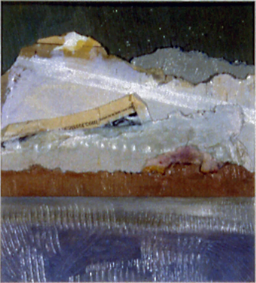 Janet Sorokin, “Lunar Fantasy,” 2000, acrylic/collage, 19 1/4” x 18 1/4” , $1200