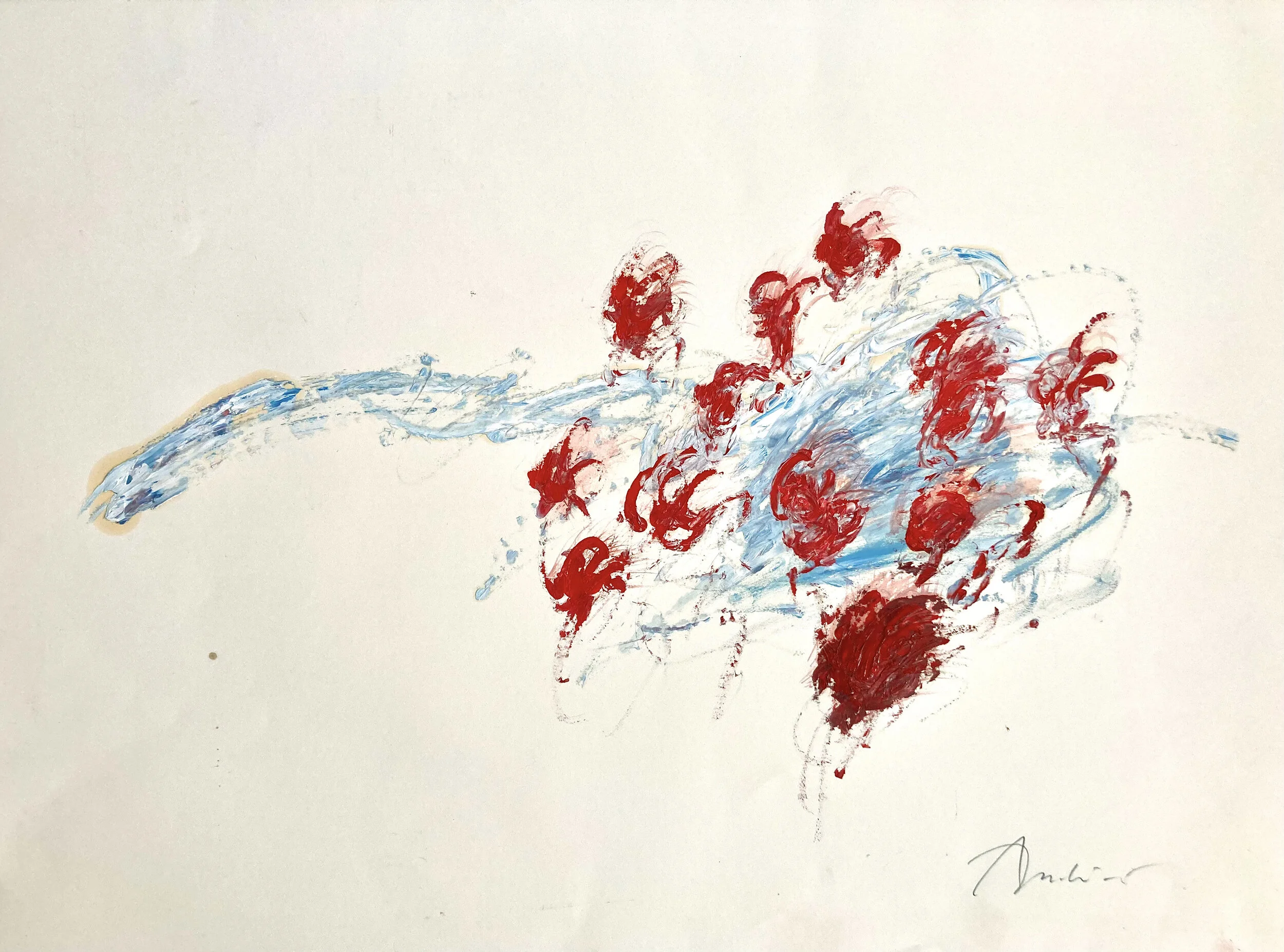 Adrian Luchini, “Au Revoir, mon petit,” 2021, oil on paper, 33 7/8” x 41 1/2”