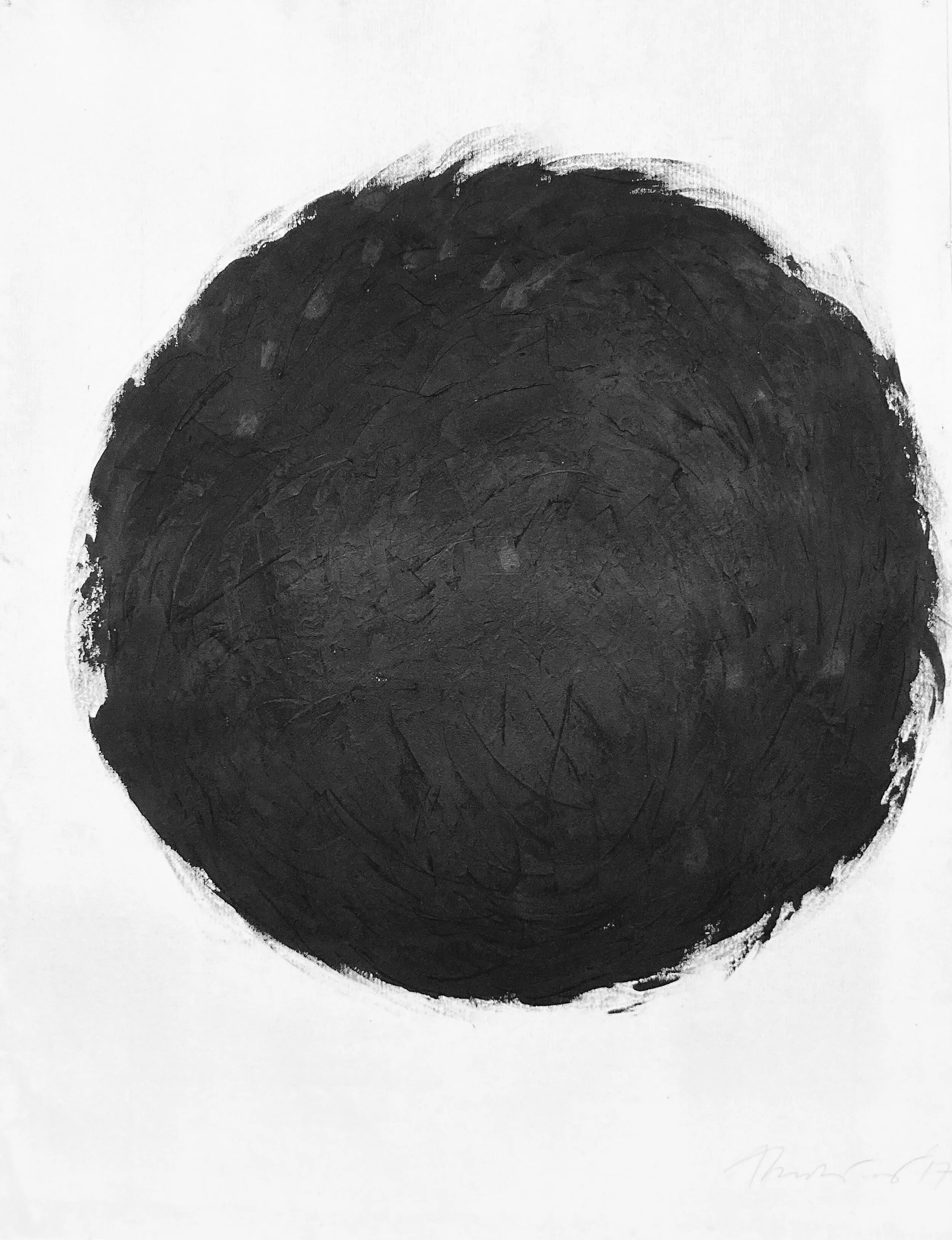 Adrian Luchini, “Sight,” 2017, tar, black pigment on felt, 83” x 64”