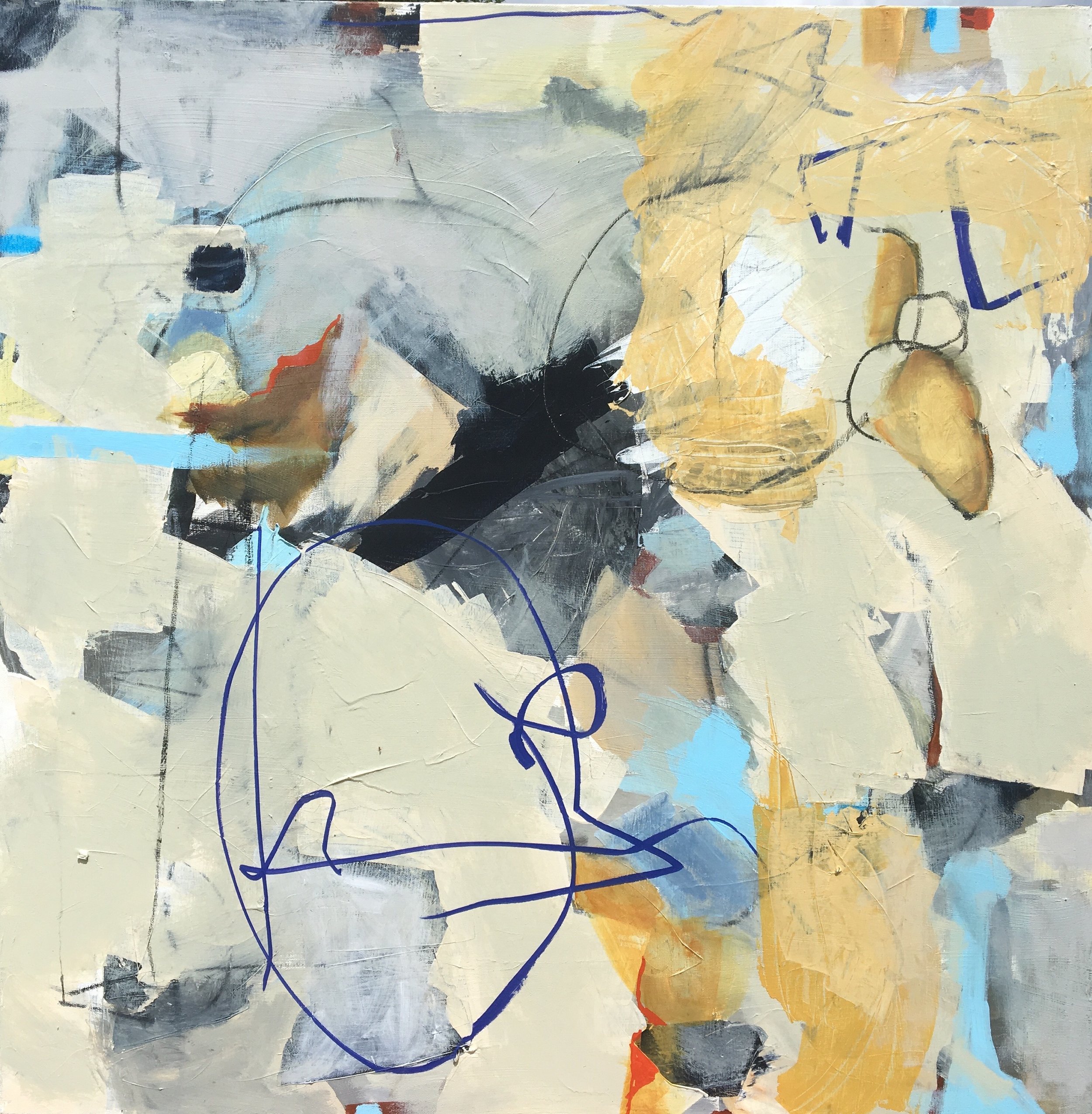 Caroline Weld, "Pebble Pile," 2018, acrylic on canvas, 37 1/2" x 37 1/2"