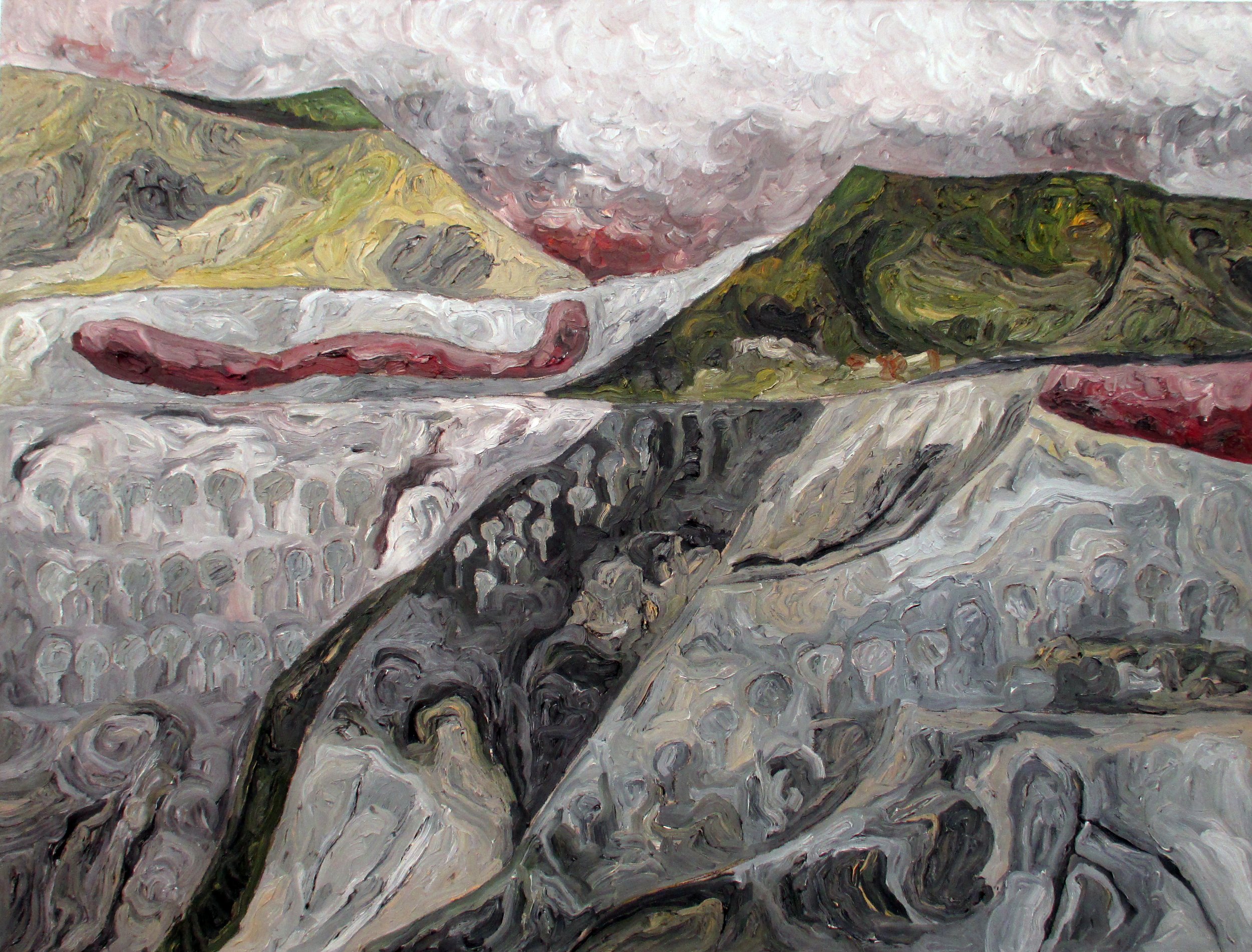  James Kuiper, “The Land Remembers,” 2006, oil on canvas, 42 1/2” x 55 3/4”  