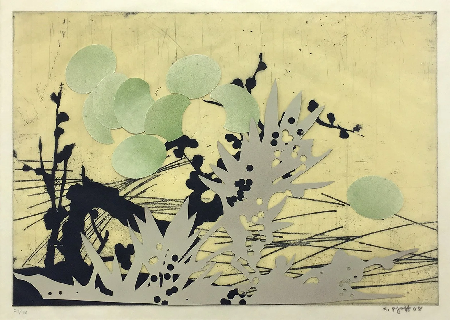 Judy Pfaff, "Untitled #5", 2008, 5/30, etching, relief, archival inkjet, collage and hole punching, 22 7/8" x 18 7/6" (Copy)